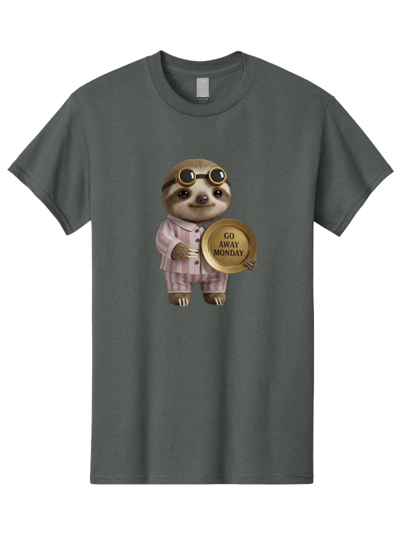 Go-Away-Monday-Sloth Men'S Graphic Tee, 100% Cotton, Comfortable Casual Summer Wear, Machine Washable, Sloth In Pajamas, Funny Meme, Humorous Animal, Relaxing Vibe, Lazy Monday, Humor, Quirky Character, Comical Animal, Funny Illustration Bae460 8