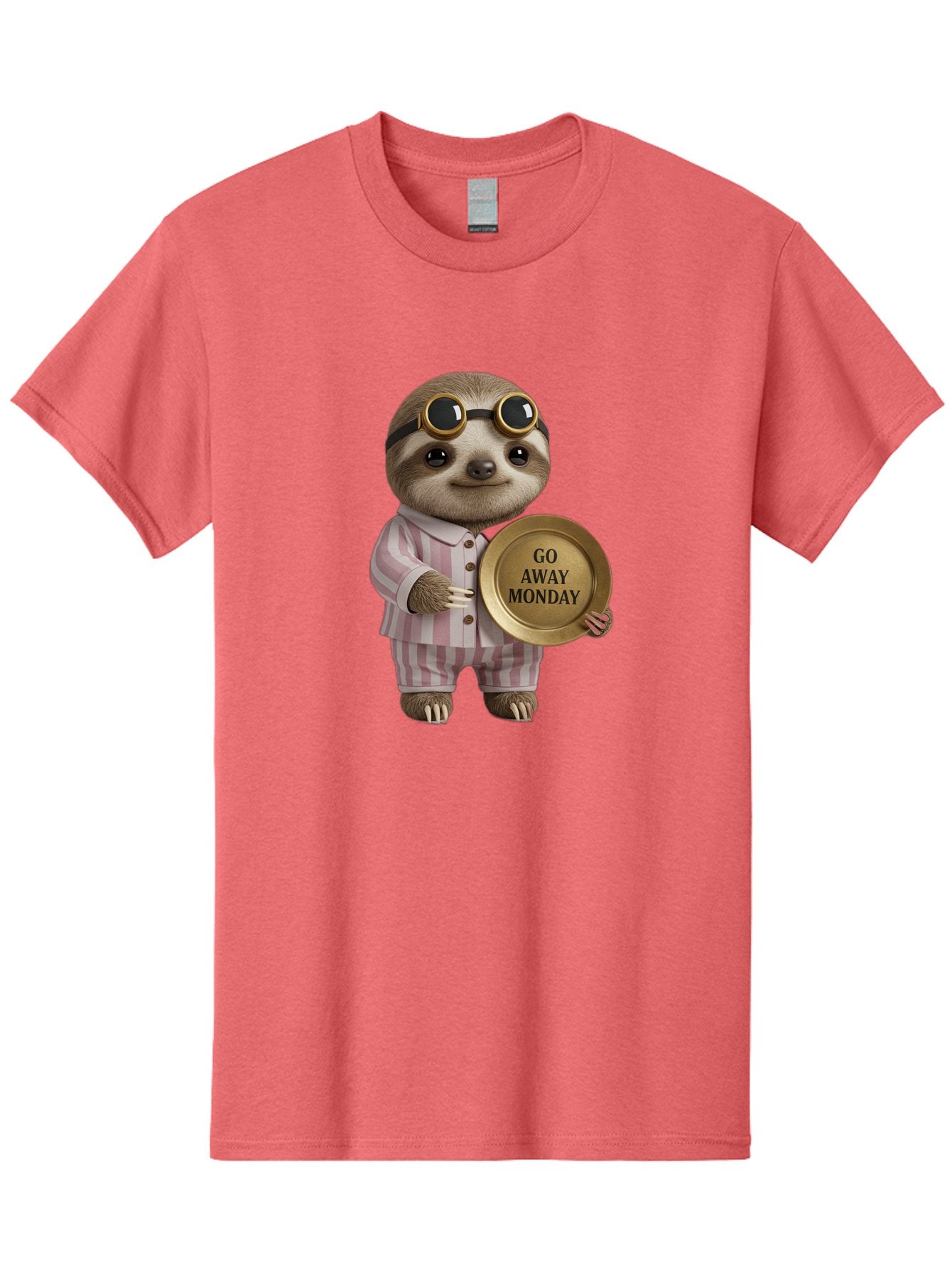 Go-Away-Monday-Sloth Men'S Graphic Tee, 100% Cotton, Comfortable Casual Summer Wear, Machine Washable, Sloth In Pajamas, Funny Meme, Humorous Animal, Relaxing Vibe, Lazy Monday, Humor, Quirky Character, Comical Animal, Funny Illustration Bae460 9