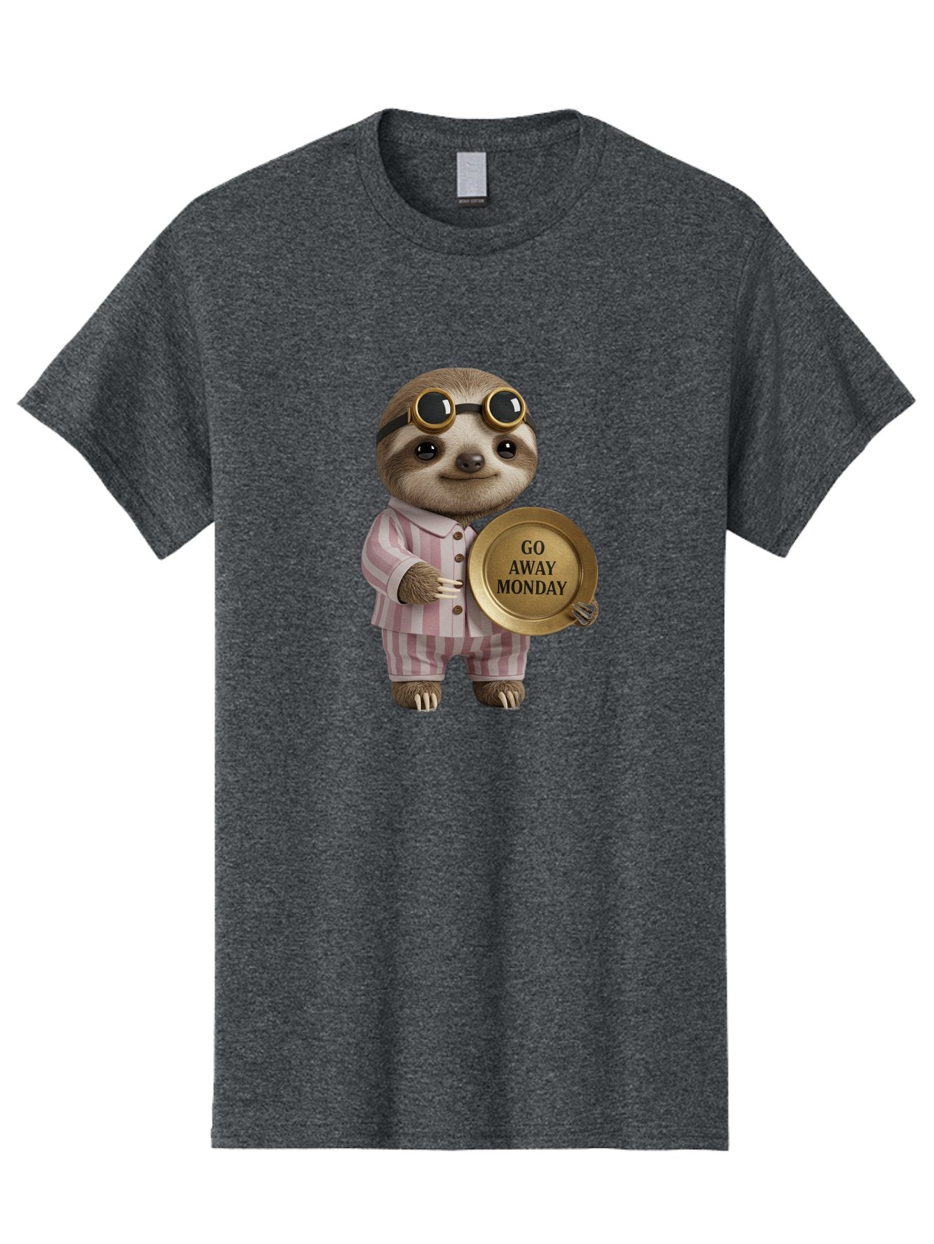 Go-Away-Monday-Sloth Men'S Graphic Tee, 100% Cotton, Comfortable Casual Summer Wear, Machine Washable, Sloth In Pajamas, Funny Meme, Humorous Animal, Relaxing Vibe, Lazy Monday, Humor, Quirky Character, Comical Animal, Funny Illustration Bae460 4
