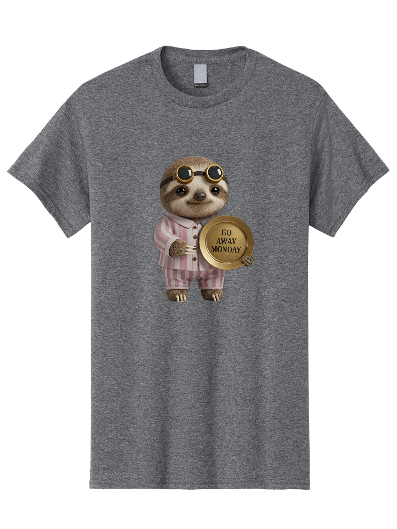 Go-Away-Monday-Sloth Men'S Graphic Tee, 100% Cotton, Comfortable Casual Summer Wear, Machine Washable, Sloth In Pajamas, Funny Meme, Humorous Animal, Relaxing Vibe, Lazy Monday, Humor, Quirky Character, Comical Animal, Funny Illustration Bae460 11
