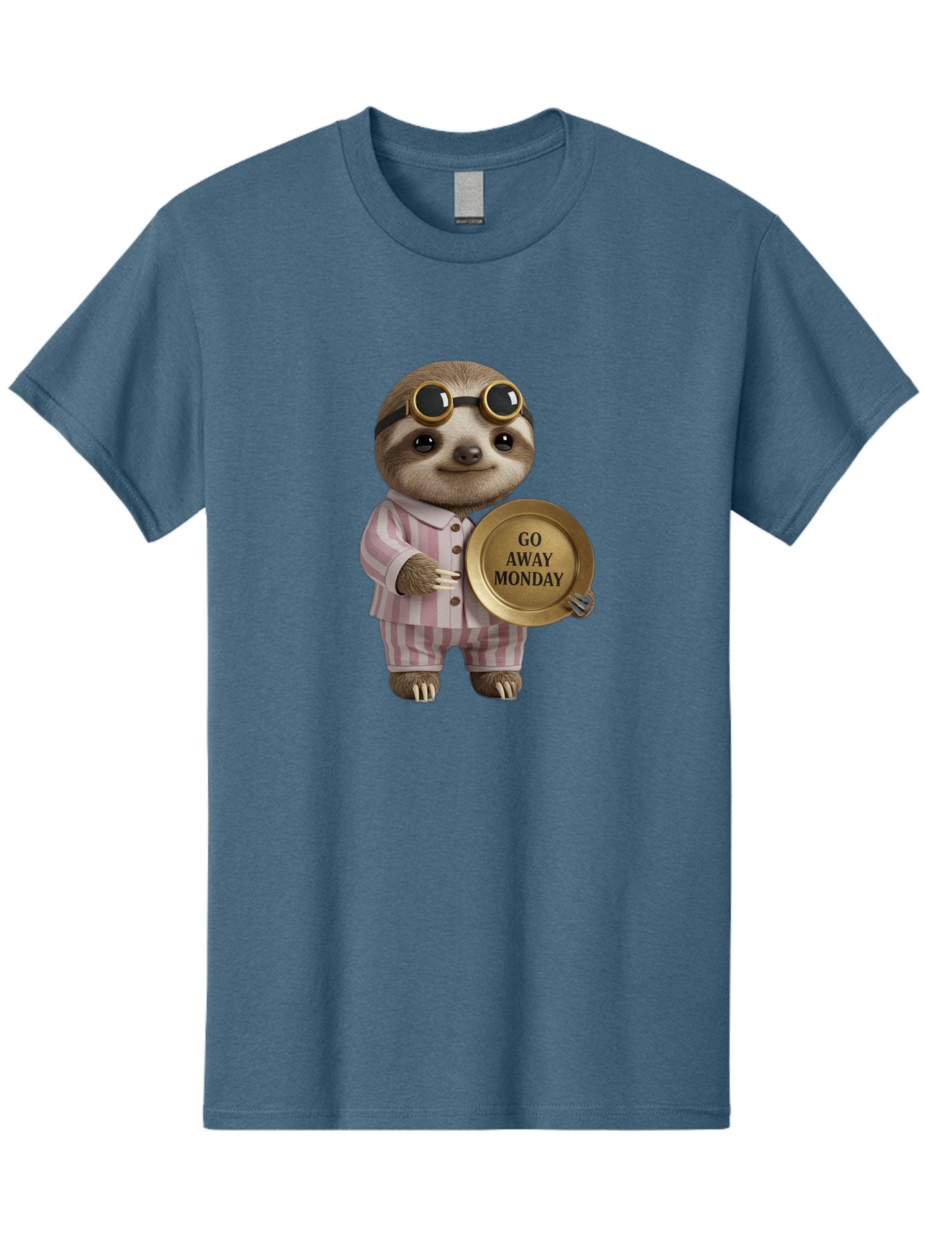 Go-Away-Monday-Sloth Men'S Graphic Tee, 100% Cotton, Comfortable Casual Summer Wear, Machine Washable, Sloth In Pajamas, Funny Meme, Humorous Animal, Relaxing Vibe, Lazy Monday, Humor, Quirky Character, Comical Animal, Funny Illustration Bae460