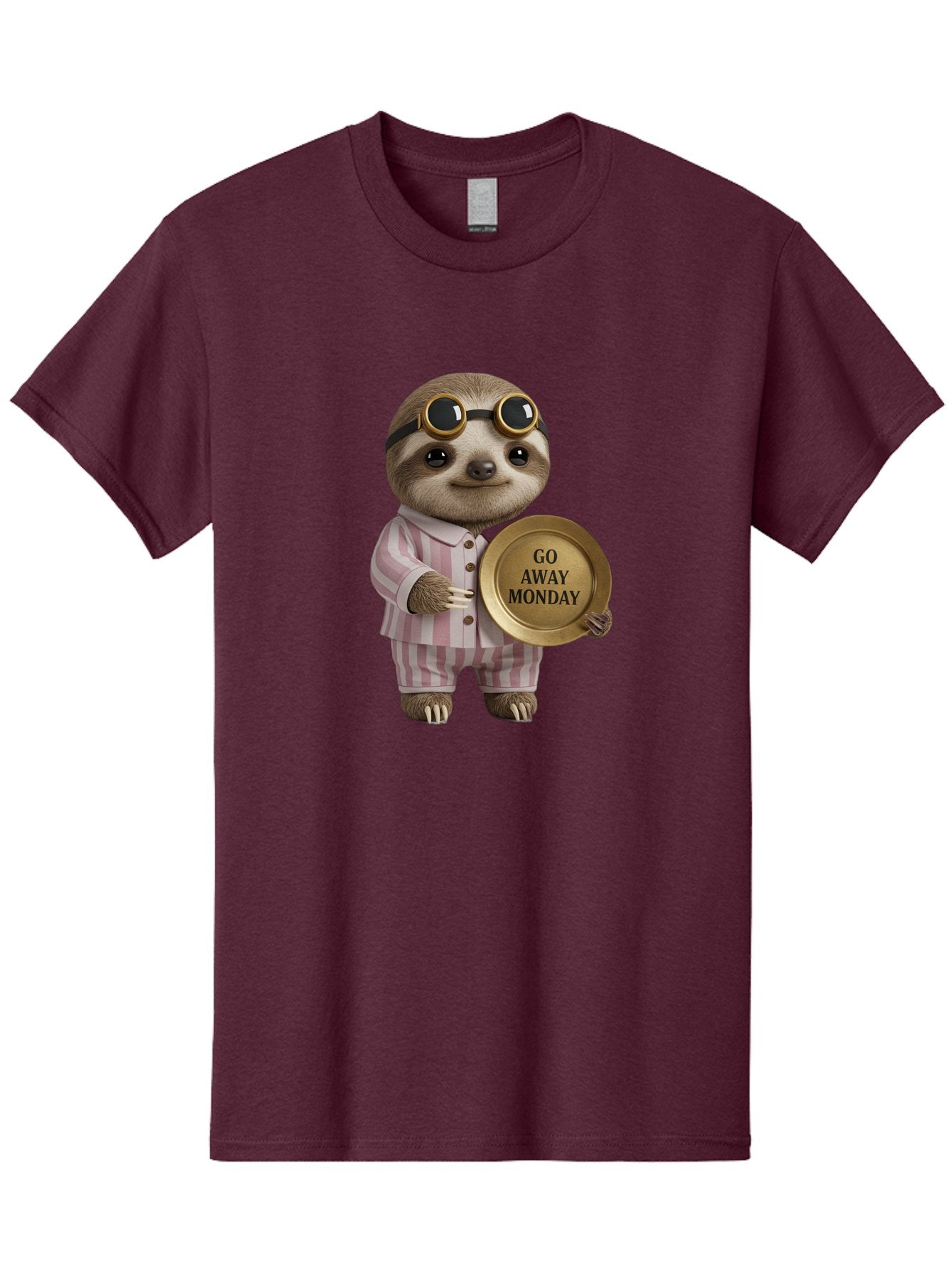 Go-Away-Monday-Sloth Men'S Graphic Tee, 100% Cotton, Comfortable Casual Summer Wear, Machine Washable, Sloth In Pajamas, Funny Meme, Humorous Animal, Relaxing Vibe, Lazy Monday, Humor, Quirky Character, Comical Animal, Funny Illustration Bae460 6