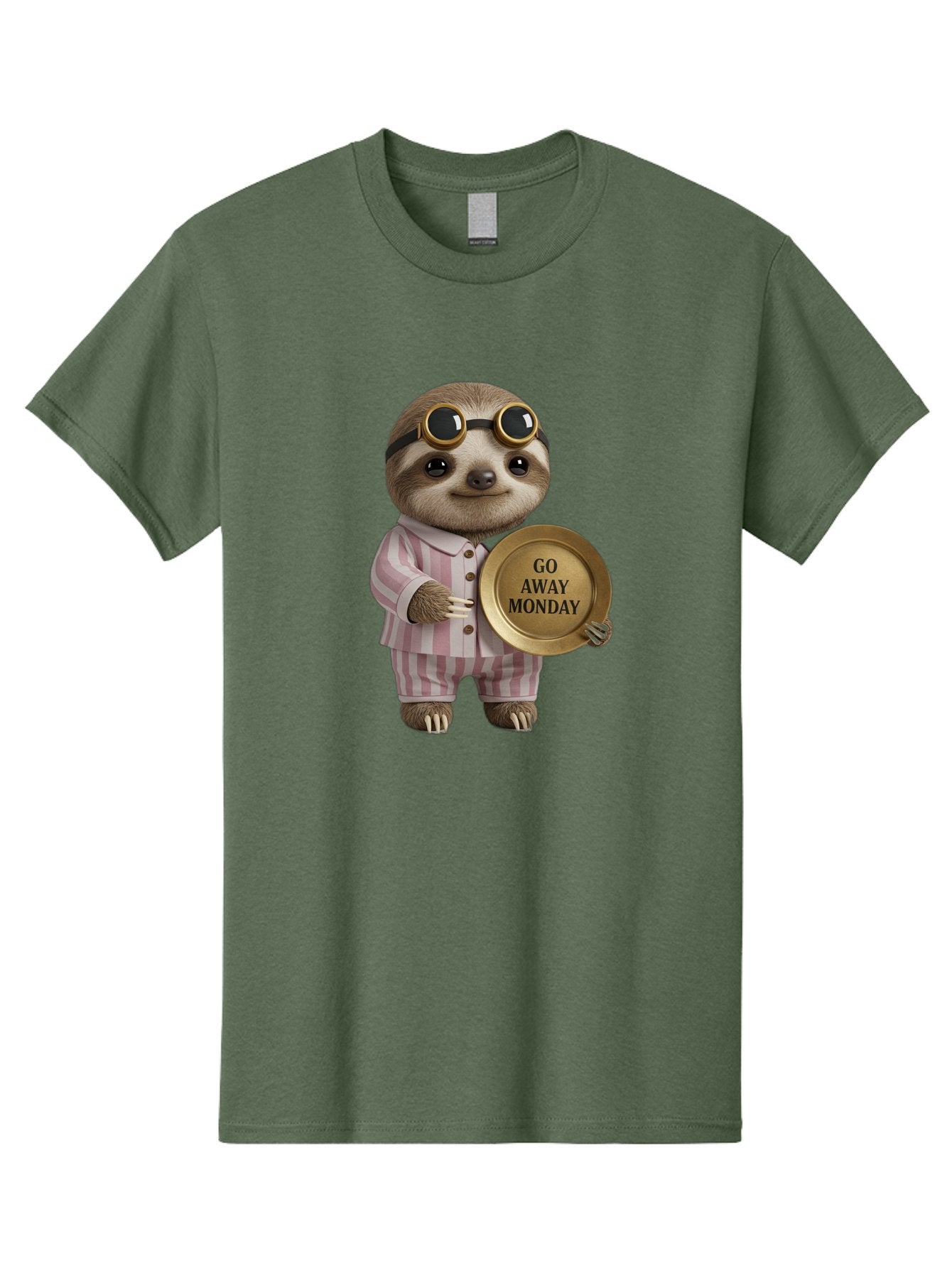 Go-Away-Monday-Sloth Men'S Graphic Tee, 100% Cotton, Comfortable Casual Summer Wear, Machine Washable, Sloth In Pajamas, Funny Meme, Humorous Animal, Relaxing Vibe, Lazy Monday, Humor, Quirky Character, Comical Animal, Funny Illustration Bae460
