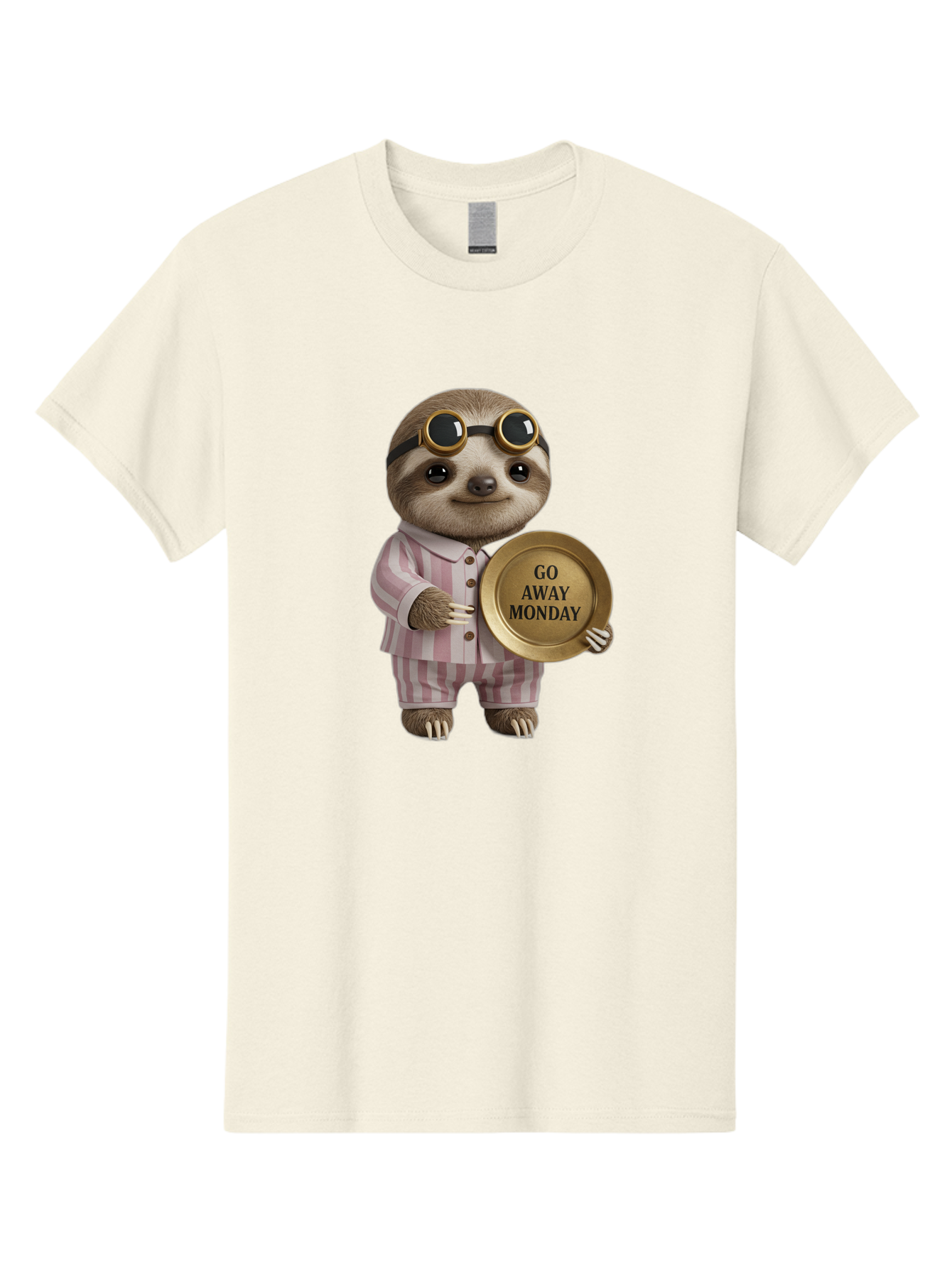 Go-Away-Monday-Sloth Men'S Graphic Tee, 100% Cotton, Comfortable Casual Summer Wear, Machine Washable, Sloth In Pajamas, Funny Meme, Humorous Animal, Relaxing Vibe, Lazy Monday, Humor, Quirky Character, Comical Animal, Funny Illustration Bae460