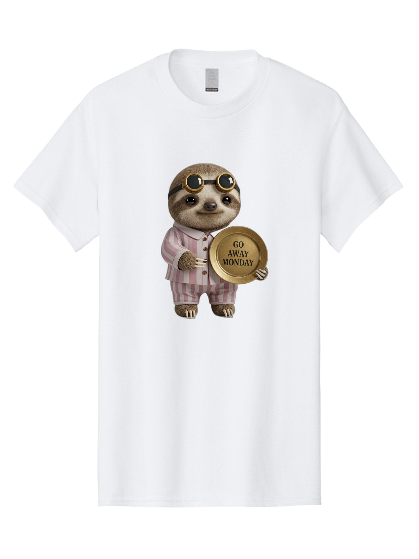 Go-Away-Monday-Sloth Men'S Graphic Tee, 100% Cotton, Comfortable Casual Summer Wear, Machine Washable, Sloth In Pajamas, Funny Meme, Humorous Animal, Relaxing Vibe, Lazy Monday, Humor, Quirky Character, Comical Animal, Funny Illustration Bae460 7