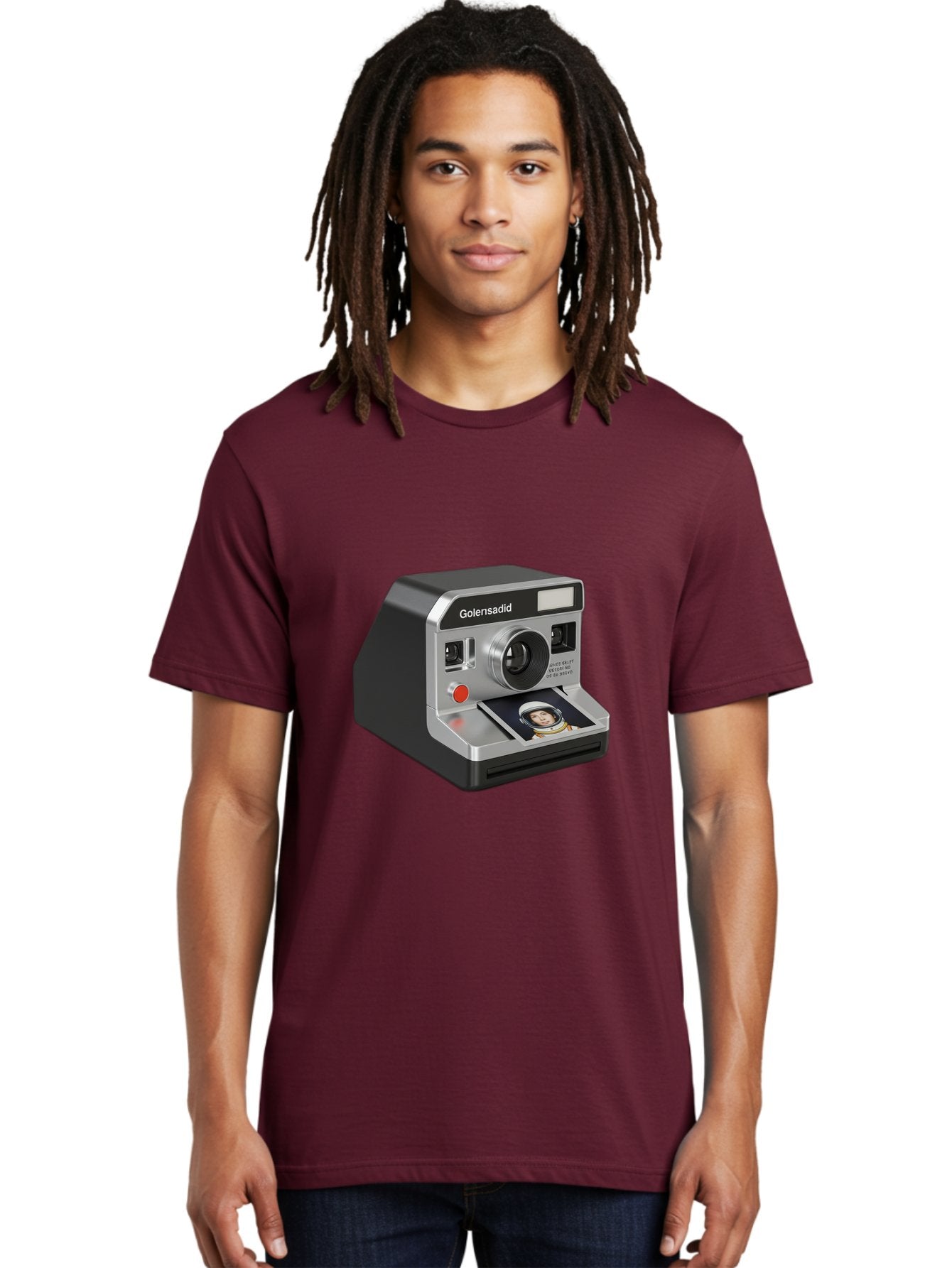 Golensadid-Camera Men'S Graphic Tee, 100% Cotton, Comfortable Casual Summer Wear, Machine Washable, Golensadid Instant Camera, Retro Photography, Polaroid Style, Instant Print, Silver Camera Body, Developing Photo, Nostalgic Technology, Bae462 19