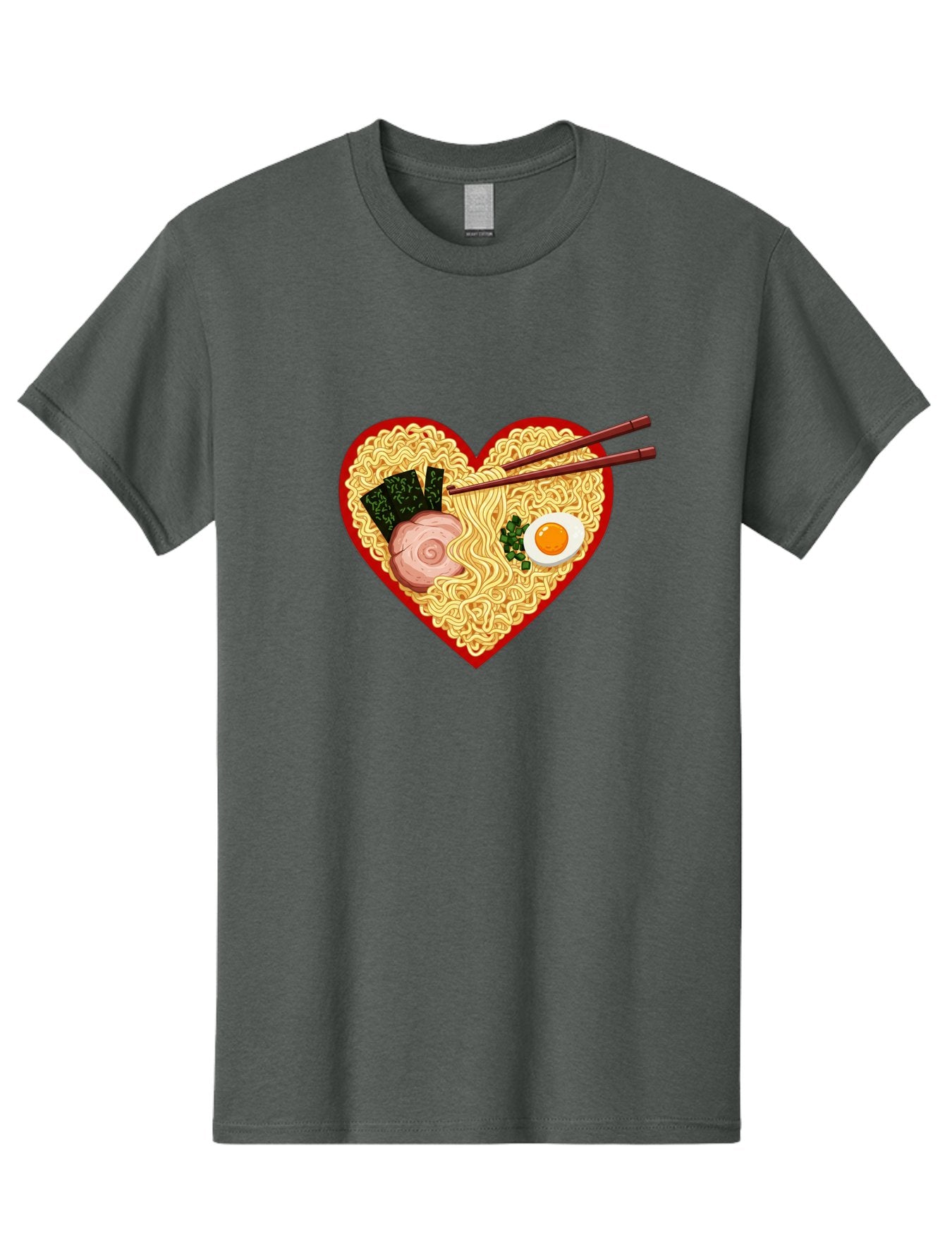 Heart-Shaped-Ramen-Noodles Men'S Graphic Tee, 100% Cotton, Comfortable Casual Summer Wear, Machine Washable, Ramen Noodles, Heart-Shaped Bowl, Chopsticks, Soft-Boiled Egg, Sliced Pork, Seaweed, Green Onions, Asian Cuisine, Japanese Food, Bae466 4