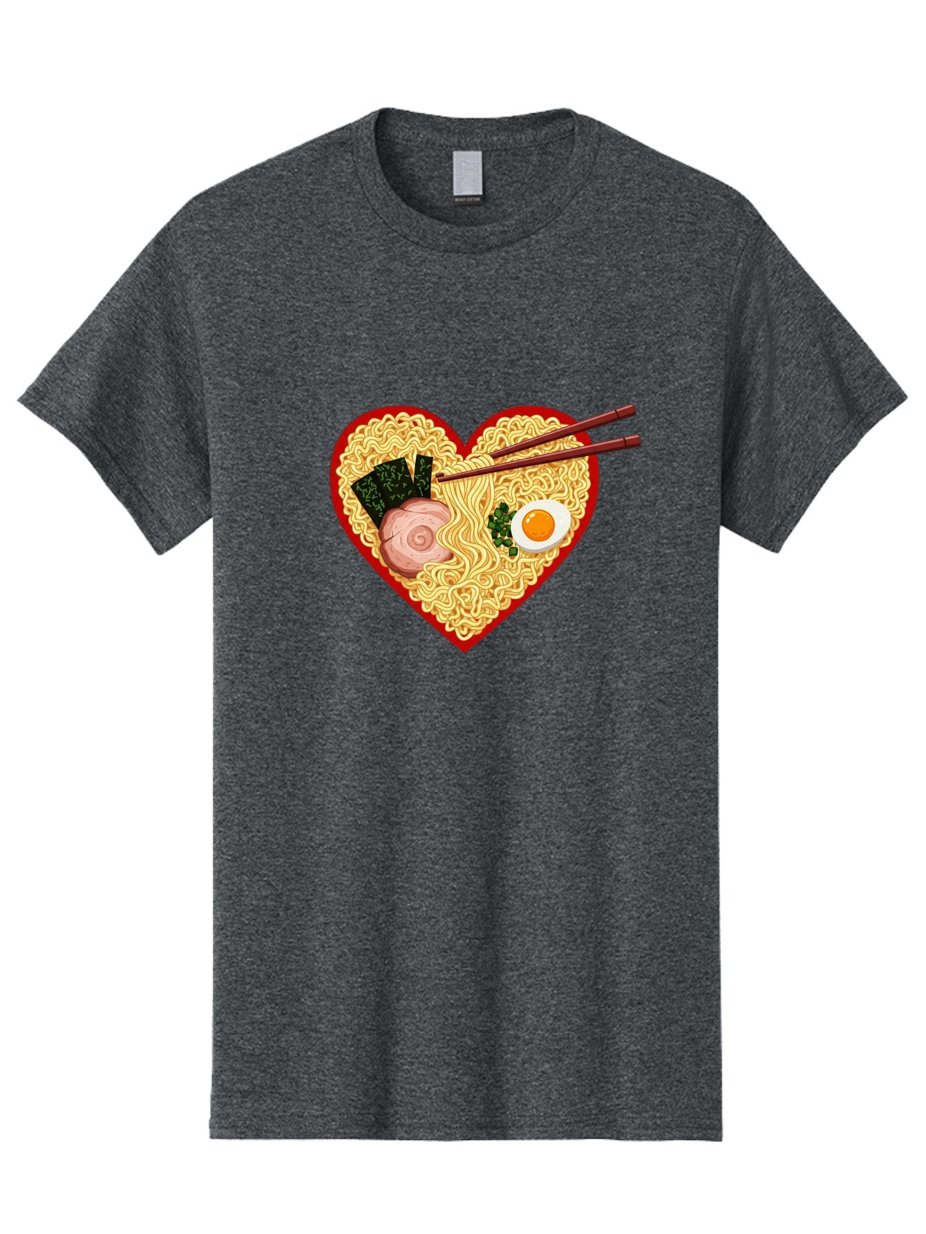 Heart-Shaped-Ramen-Noodles Men'S Graphic Tee, 100% Cotton, Comfortable Casual Summer Wear, Machine Washable, Ramen Noodles, Heart-Shaped Bowl, Chopsticks, Soft-Boiled Egg, Sliced Pork, Seaweed, Green Onions, Asian Cuisine, Japanese Food, Bae466 15
