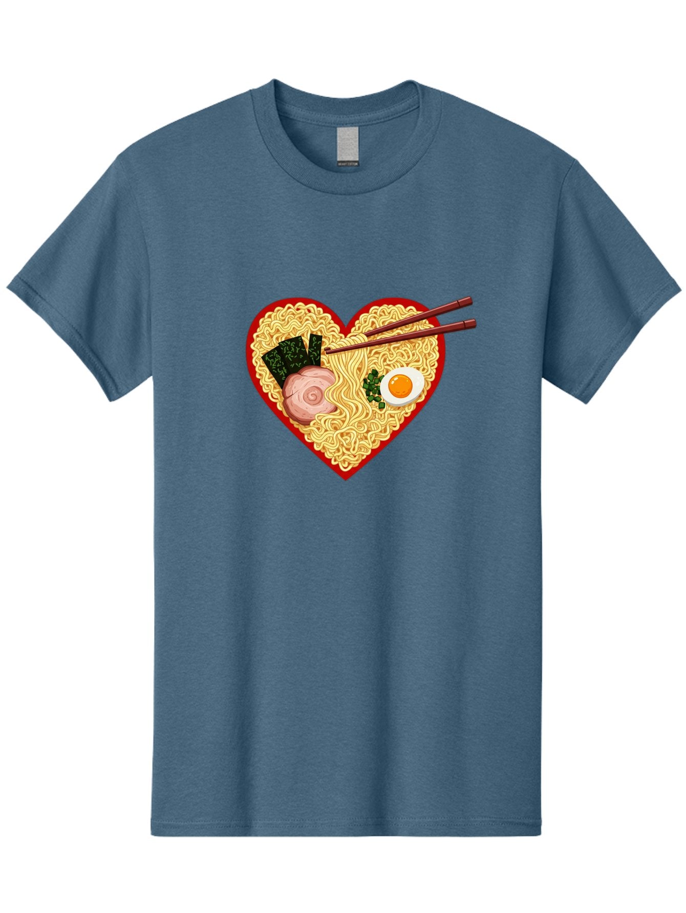 Heart-Shaped-Ramen-Noodles Men'S Graphic Tee, 100% Cotton, Comfortable Casual Summer Wear, Machine Washable, Ramen Noodles, Heart-Shaped Bowl, Chopsticks, Soft-Boiled Egg, Sliced Pork, Seaweed, Green Onions, Asian Cuisine, Japanese Food, Bae466 10