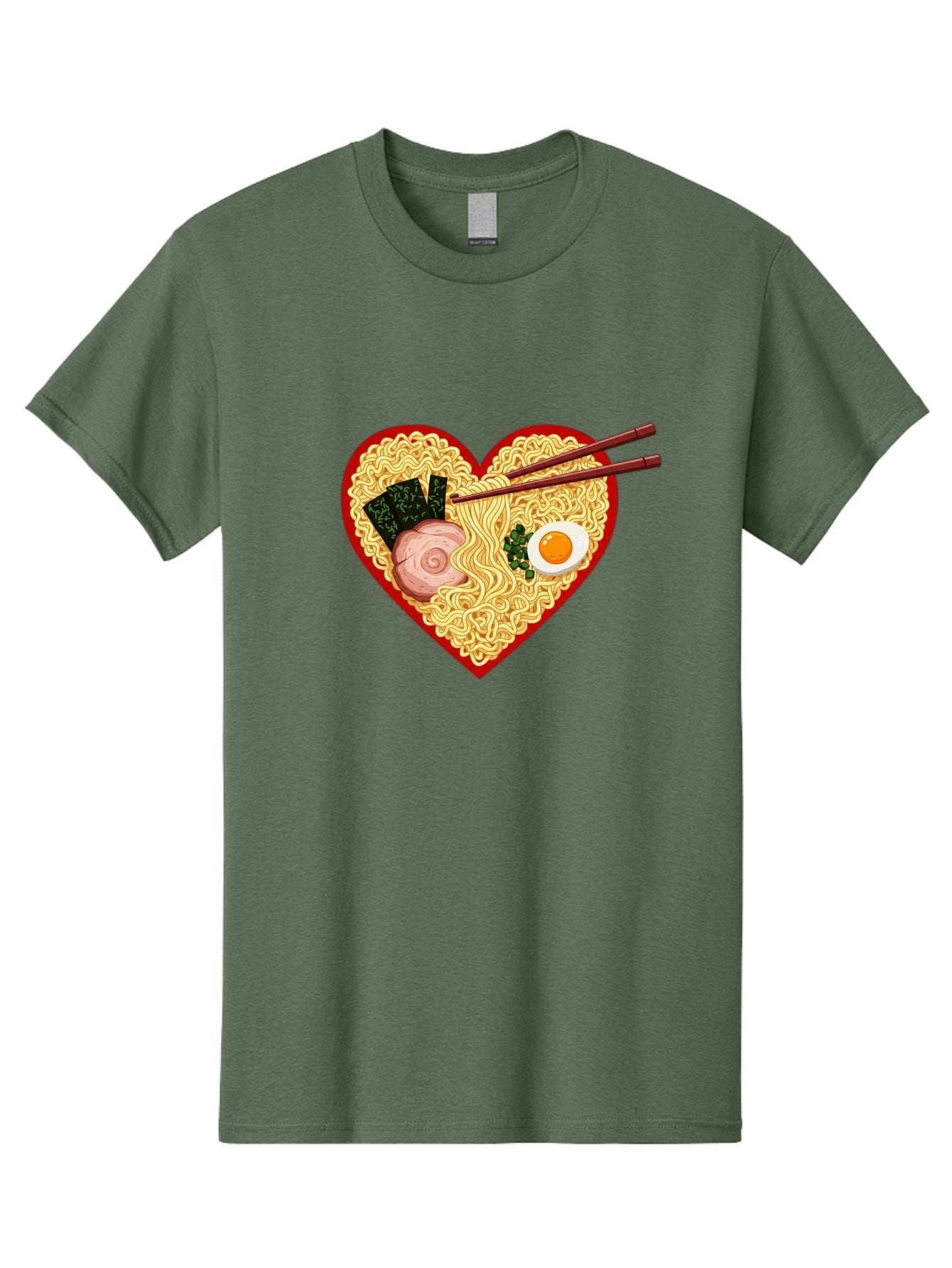 Heart-Shaped-Ramen-Noodles Men'S Graphic Tee, 100% Cotton, Comfortable Casual Summer Wear, Machine Washable, Ramen Noodles, Heart-Shaped Bowl, Chopsticks, Soft-Boiled Egg, Sliced Pork, Seaweed, Green Onions, Asian Cuisine, Japanese Food, Bae466 9