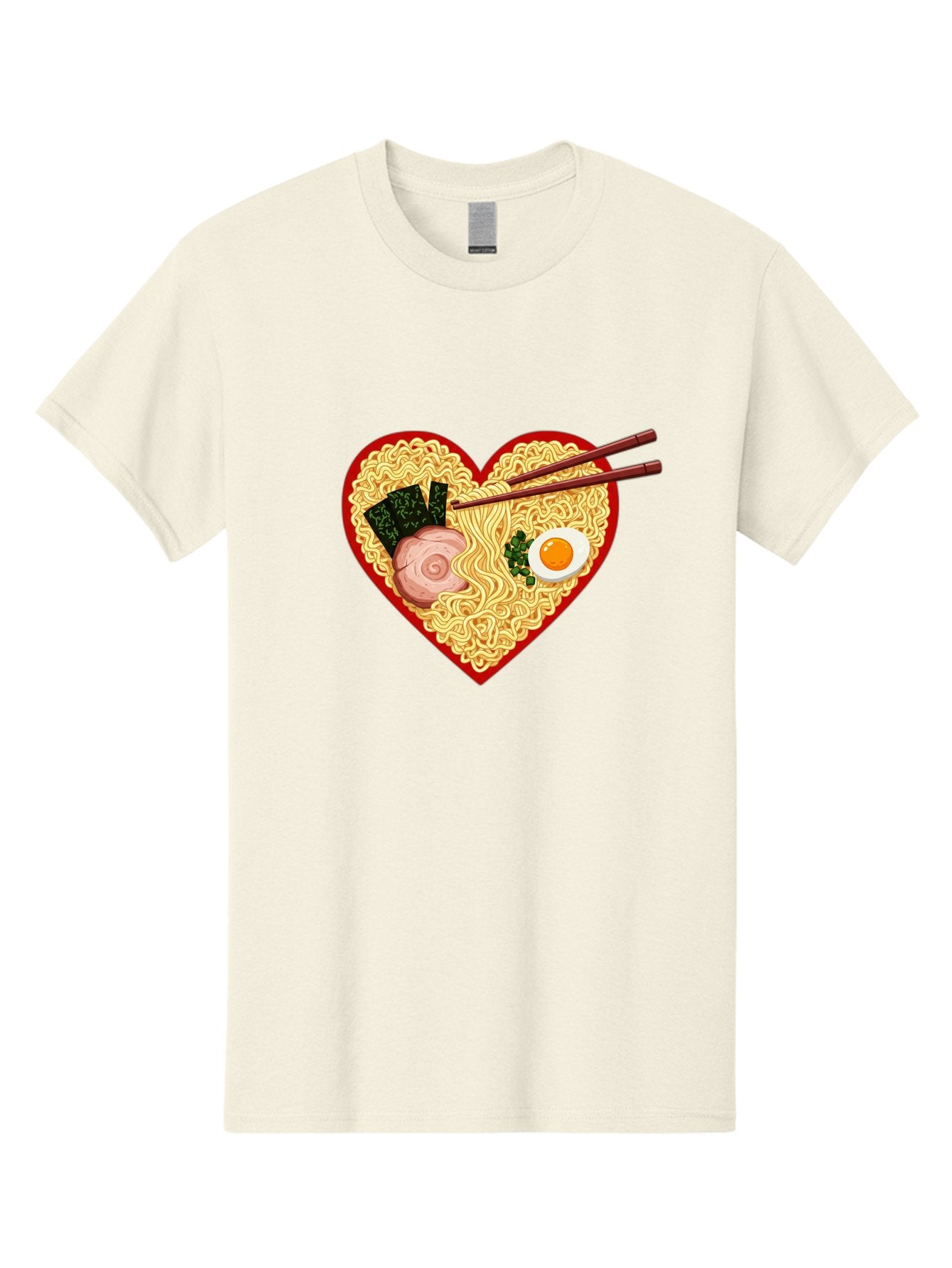 Heart-Shaped-Ramen-Noodles Men'S Graphic Tee, 100% Cotton, Comfortable Casual Summer Wear, Machine Washable, Ramen Noodles, Heart-Shaped Bowl, Chopsticks, Soft-Boiled Egg, Sliced Pork, Seaweed, Green Onions, Asian Cuisine, Japanese Food, Bae466 8
