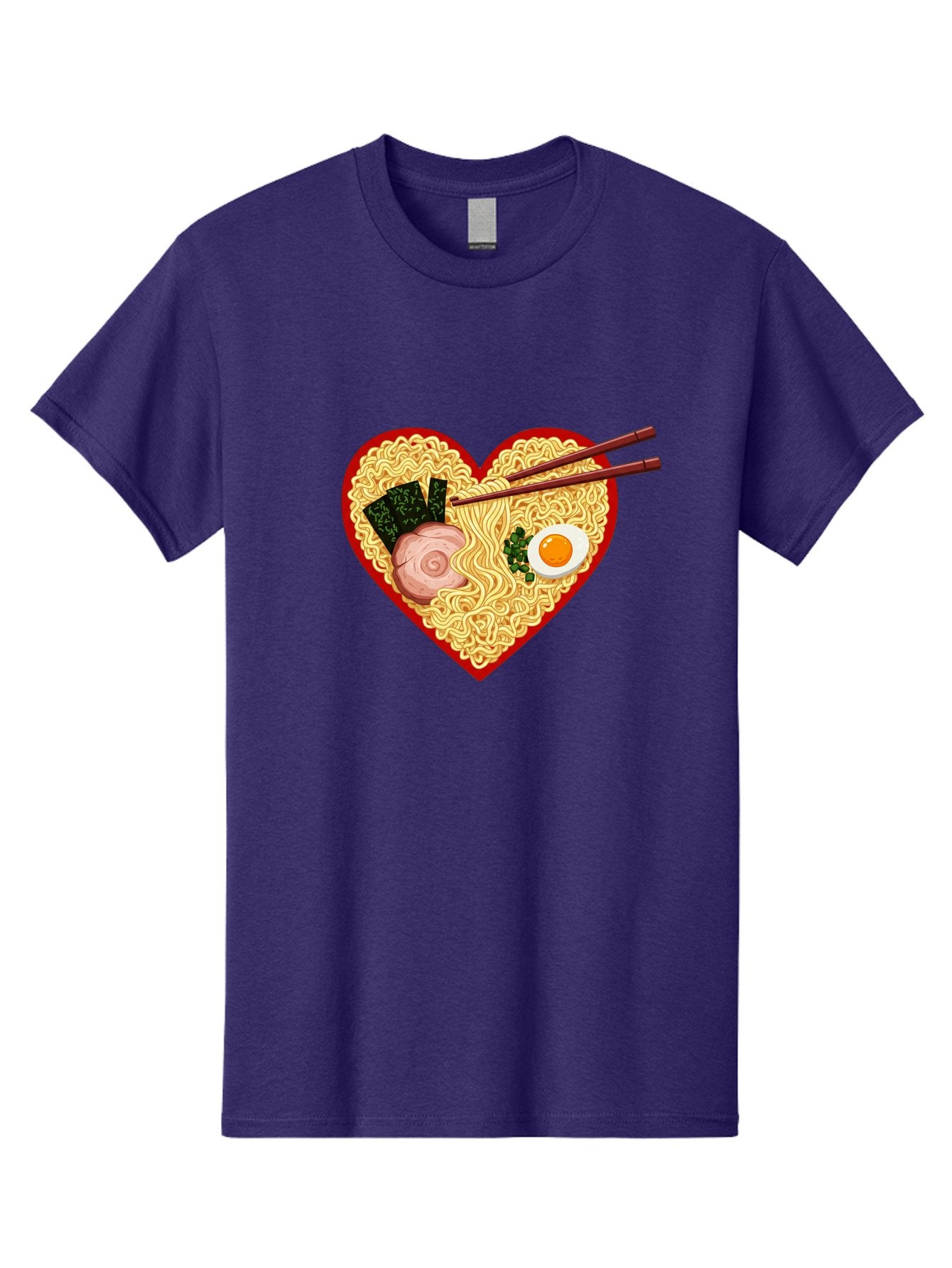 Heart-Shaped-Ramen-Noodles Men'S Graphic Tee, 100% Cotton, Comfortable Casual Summer Wear, Machine Washable, Ramen Noodles, Heart-Shaped Bowl, Chopsticks, Soft-Boiled Egg, Sliced Pork, Seaweed, Green Onions, Asian Cuisine, Japanese Food, Bae466 5