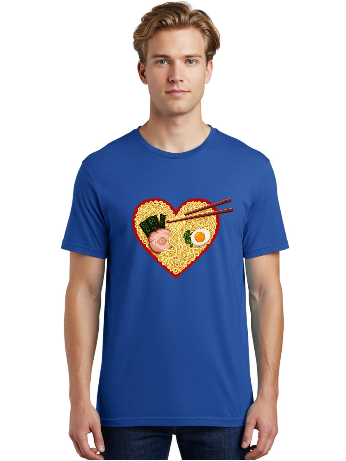 Heart-Shaped-Ramen-Noodles Men'S Graphic Tee, 100% Cotton, Comfortable Casual Summer Wear, Machine Washable, Ramen Noodles, Heart-Shaped Bowl, Chopsticks, Soft-Boiled Egg, Sliced Pork, Seaweed, Green Onions, Asian Cuisine, Japanese Food, Bae466 29