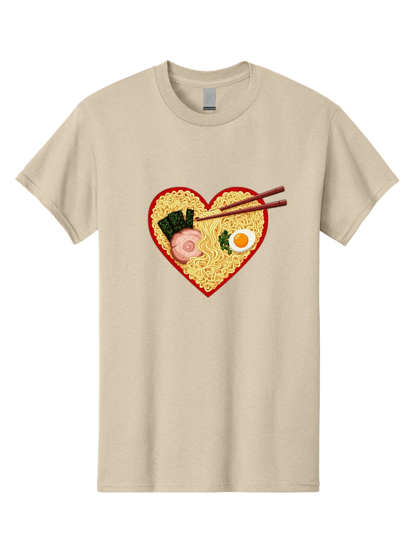 Heart-Shaped-Ramen-Noodles Men'S Graphic Tee, 100% Cotton, Comfortable Casual Summer Wear, Machine Washable, Ramen Noodles, Heart-Shaped Bowl, Chopsticks, Soft-Boiled Egg, Sliced Pork, Seaweed, Green Onions, Asian Cuisine, Japanese Food, Bae466 13