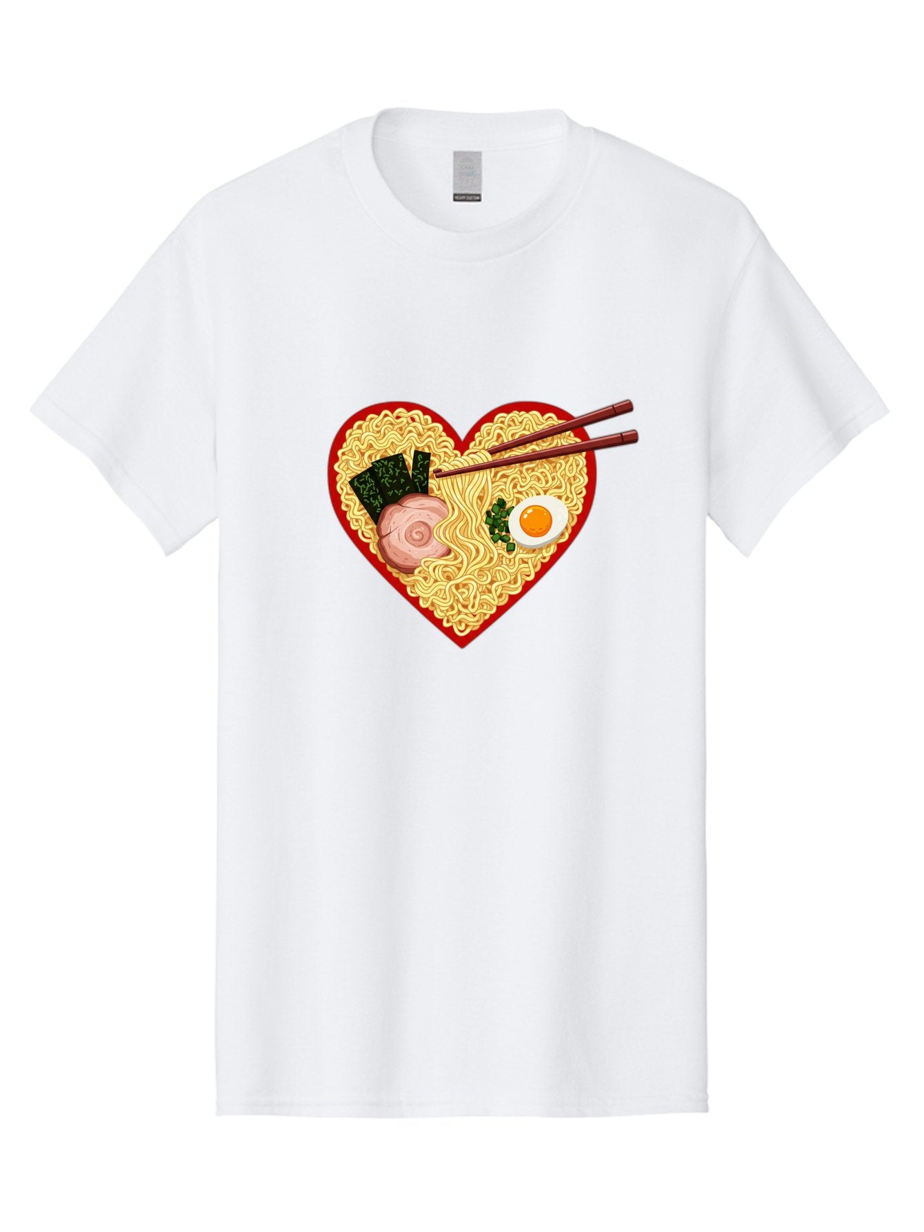 Heart-Shaped-Ramen-Noodles Men'S Graphic Tee, 100% Cotton, Comfortable Casual Summer Wear, Machine Washable, Ramen Noodles, Heart-Shaped Bowl, Chopsticks, Soft-Boiled Egg, Sliced Pork, Seaweed, Green Onions, Asian Cuisine, Japanese Food, Bae466 11