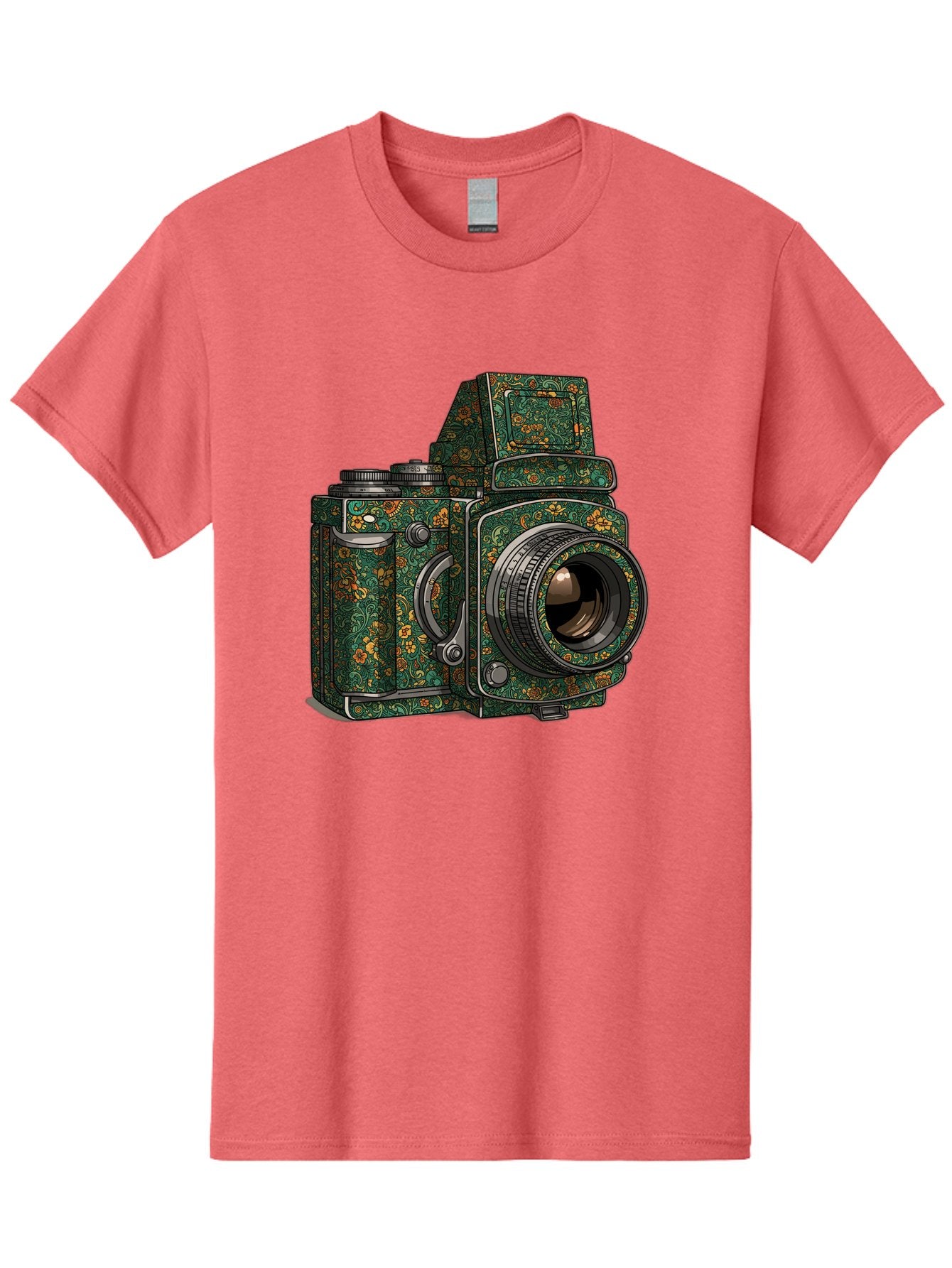Holoformer-Camera Men'S Graphic Tee, 100% Cotton, Comfortable Casual Summer Wear, Machine Washable, Medium Format Camera, Vintage Photography Equipment, Retro Camera Design, Floral Patterns, Luxurious Look, Intricate Details, Bae468 12