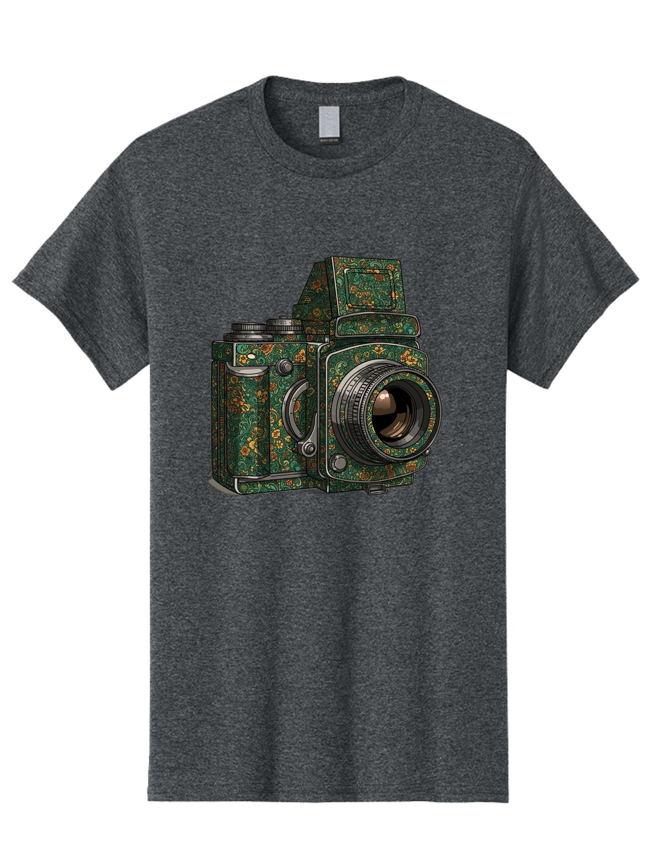 Holoformer-Camera Men'S Graphic Tee, 100% Cotton, Comfortable Casual Summer Wear, Machine Washable, Medium Format Camera, Vintage Photography Equipment, Retro Camera Design, Floral Patterns, Luxurious Look, Intricate Details, Bae468 6