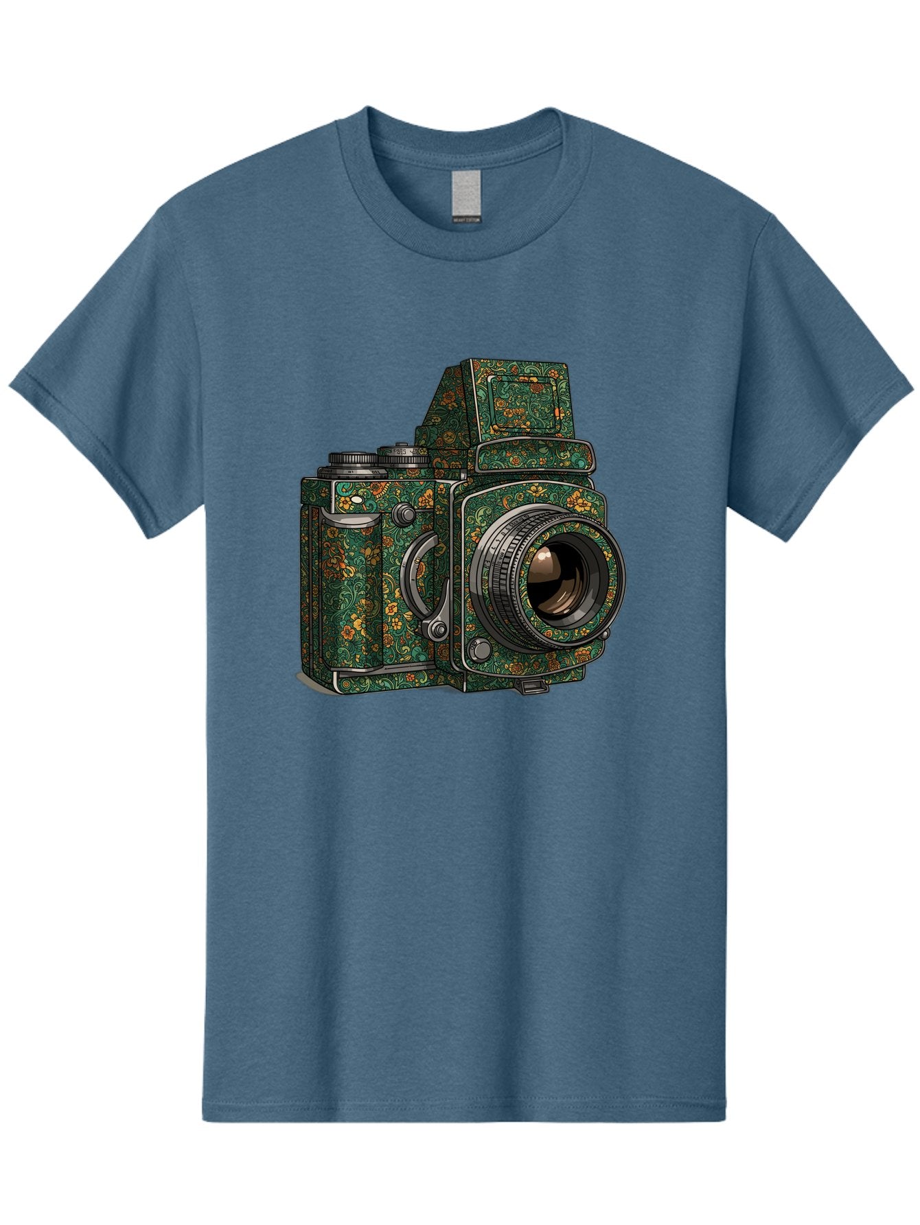 Holoformer-Camera Men'S Graphic Tee, 100% Cotton, Comfortable Casual Summer Wear, Machine Washable, Medium Format Camera, Vintage Photography Equipment, Retro Camera Design, Floral Patterns, Luxurious Look, Intricate Details, Bae468 5