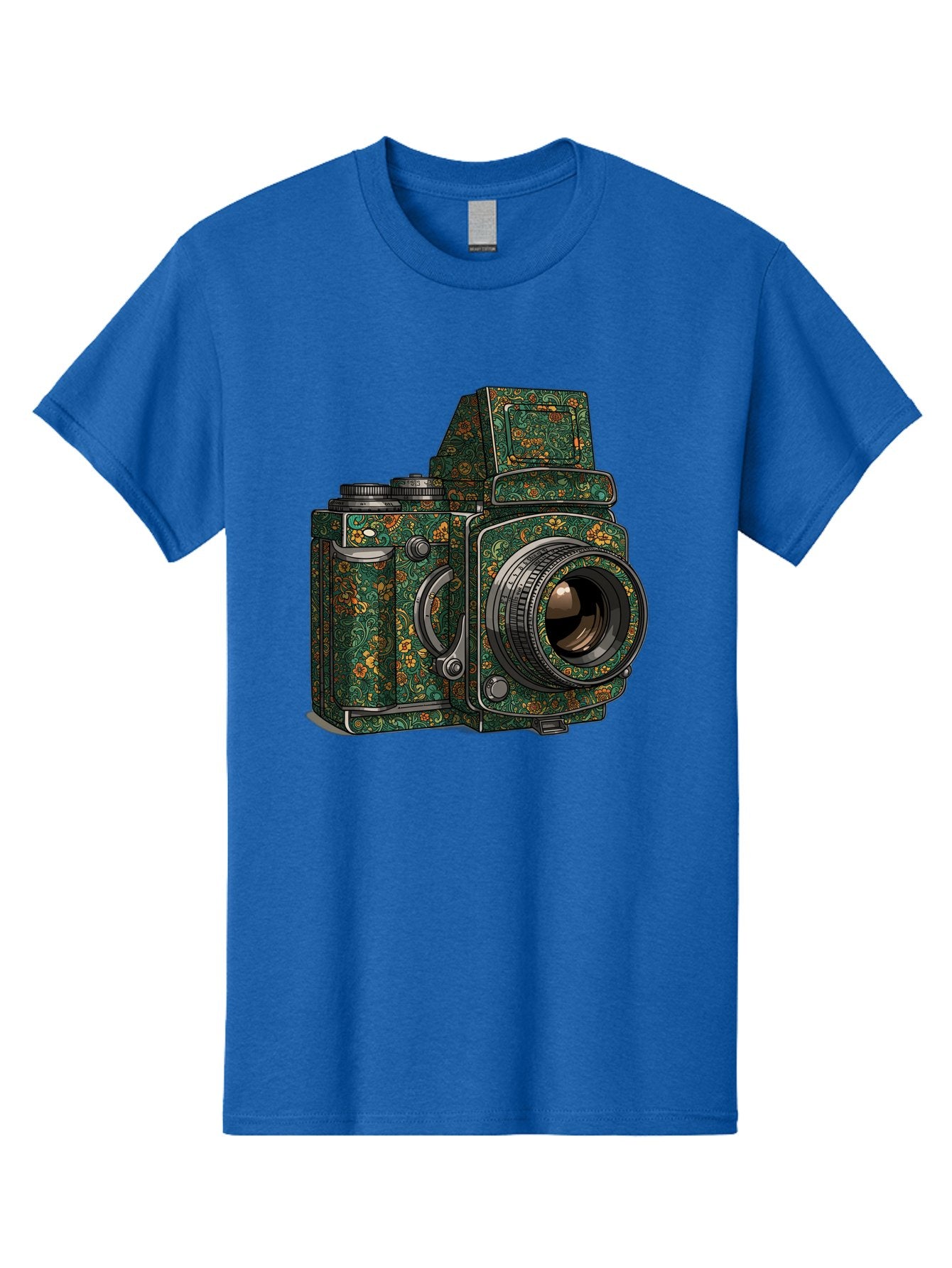 Holoformer-Camera Men'S Graphic Tee, 100% Cotton, Comfortable Casual Summer Wear, Machine Washable, Medium Format Camera, Vintage Photography Equipment, Retro Camera Design, Floral Patterns, Luxurious Look, Intricate Details, Bae468 14