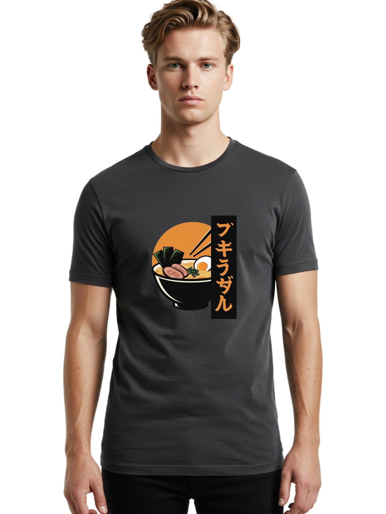 Hukirasa Men'S Graphic Tee, 100% Cotton, Comfortable Casual Summer Wear, Machine Washable, Bowl Of Ramen, Japanese Noodle Soup, Egg, Meat, Seaweed, Chopsticks, Japanese Cuisine, Food Illustration, Savory Dish Bae469 28