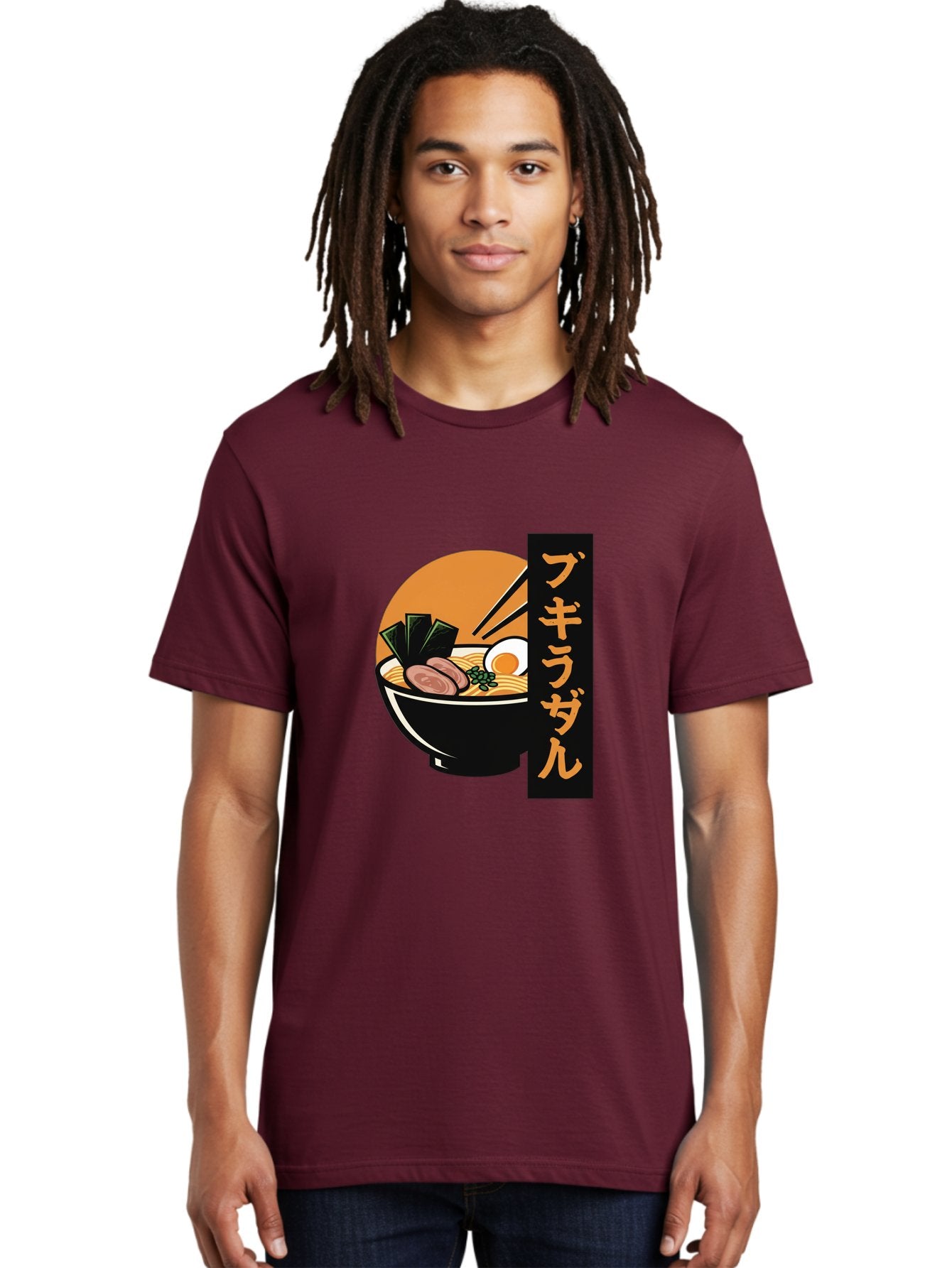 Hukirasa Men'S Graphic Tee, 100% Cotton, Comfortable Casual Summer Wear, Machine Washable, Bowl Of Ramen, Japanese Noodle Soup, Egg, Meat, Seaweed, Chopsticks, Japanese Cuisine, Food Illustration, Savory Dish Bae469 30