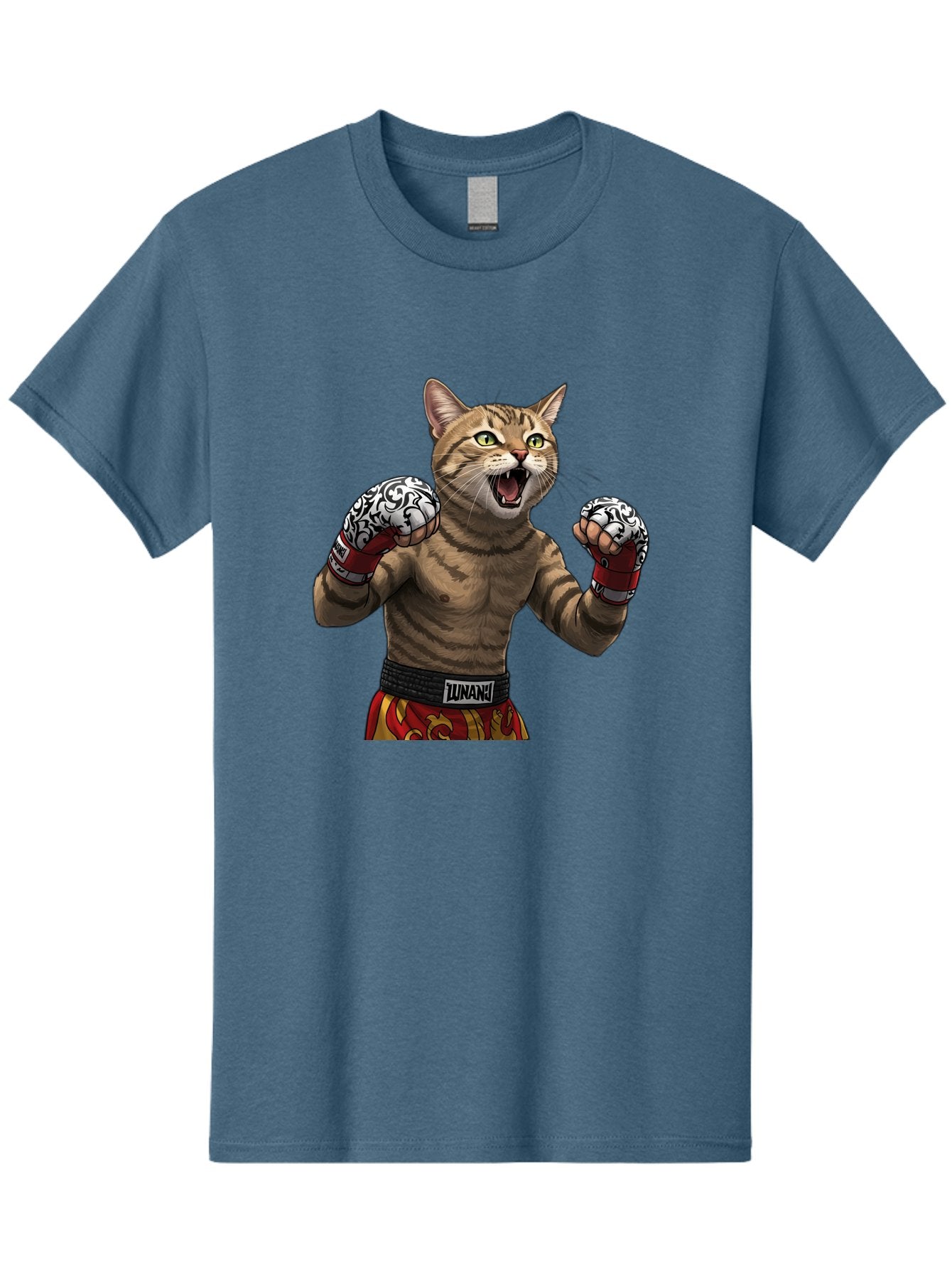 Inunaki Men'S Graphic Tee, 100% Cotton, Comfortable Casual Summer Wear, Machine Washable, Boxing Cat, Muscular Cat, Fighting Stance, Cat With Boxing Gloves, Cartoon Cat, Mixed Martial Arts, Feline Fighter, Lunari Branding, Bold Design, Bae471 14