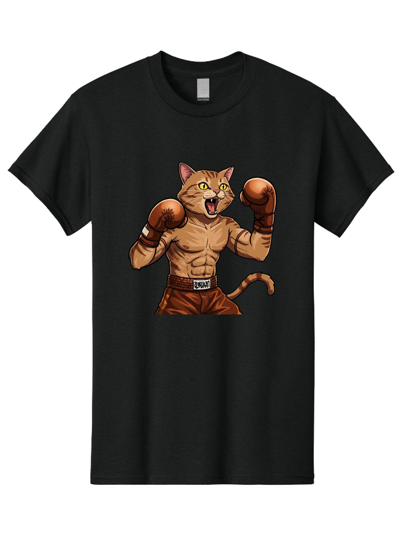 Itnumba Men'S Graphic Tee, 100% Cotton, Comfortable Casual Summer Wear, Machine Washable, Boxing Cat, Cartoon Character, Muscular Feline, Boxing Gloves, Fitness Motivation, Fun Illustration, Tabby Cat, Humorous Design, Anthropomorphic Cat Bae472 9