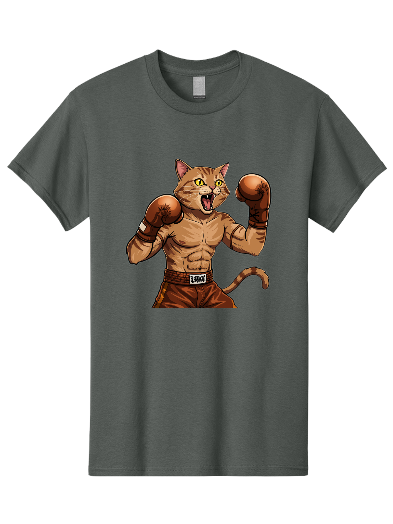 Itnumba Men'S Graphic Tee, 100% Cotton, Comfortable Casual Summer Wear, Machine Washable, Boxing Cat, Cartoon Character, Muscular Feline, Boxing Gloves, Fitness Motivation, Fun Illustration, Tabby Cat, Humorous Design, Anthropomorphic Cat Bae472 9