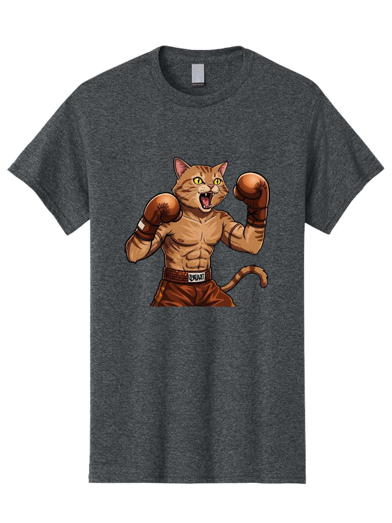 Itnumba Men'S Graphic Tee, 100% Cotton, Comfortable Casual Summer Wear, Machine Washable, Boxing Cat, Cartoon Character, Muscular Feline, Boxing Gloves, Fitness Motivation, Fun Illustration, Tabby Cat, Humorous Design, Anthropomorphic Cat Bae472 13