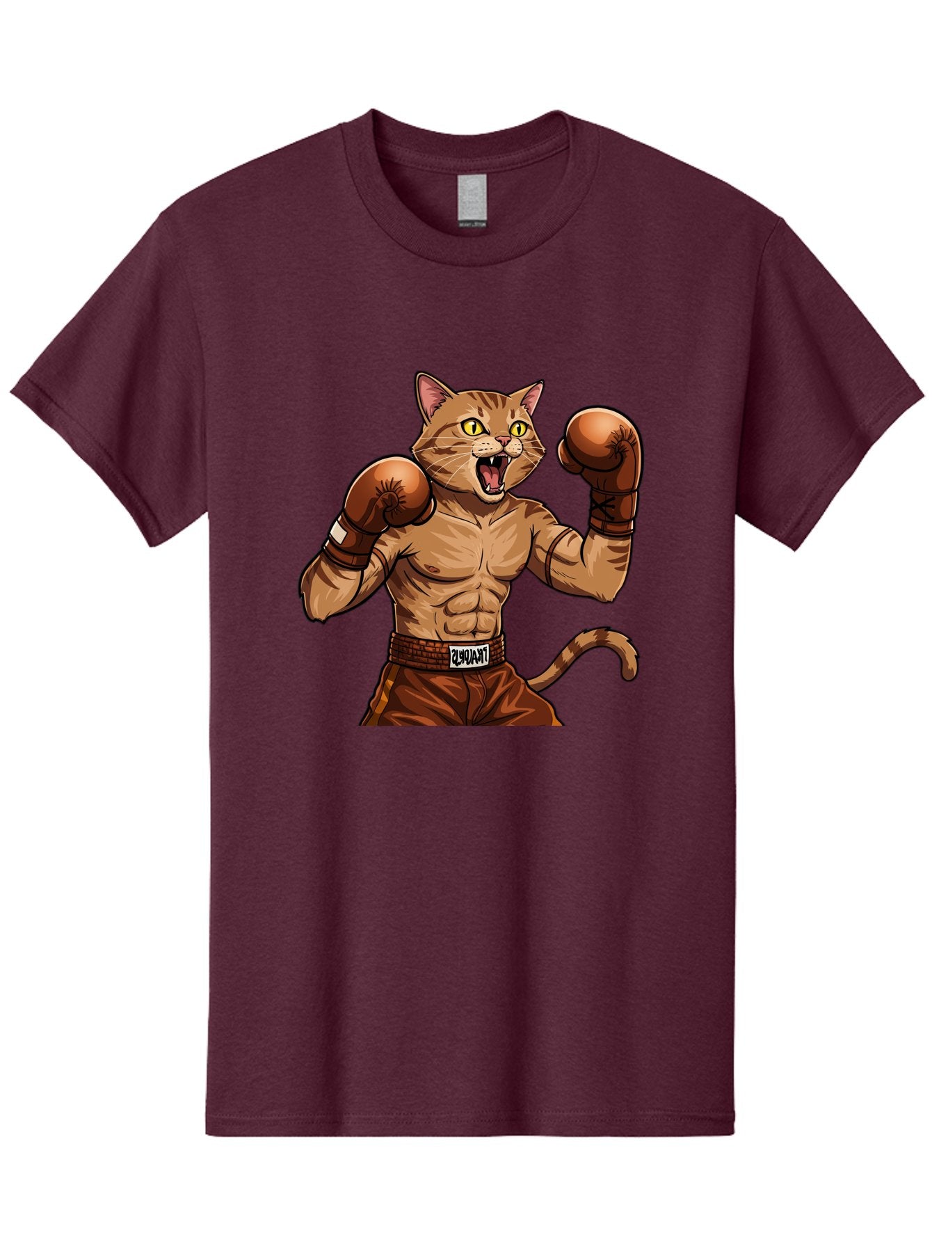 Itnumba Men'S Graphic Tee, 100% Cotton, Comfortable Casual Summer Wear, Machine Washable, Boxing Cat, Cartoon Character, Muscular Feline, Boxing Gloves, Fitness Motivation, Fun Illustration, Tabby Cat, Humorous Design, Anthropomorphic Cat Bae472 4