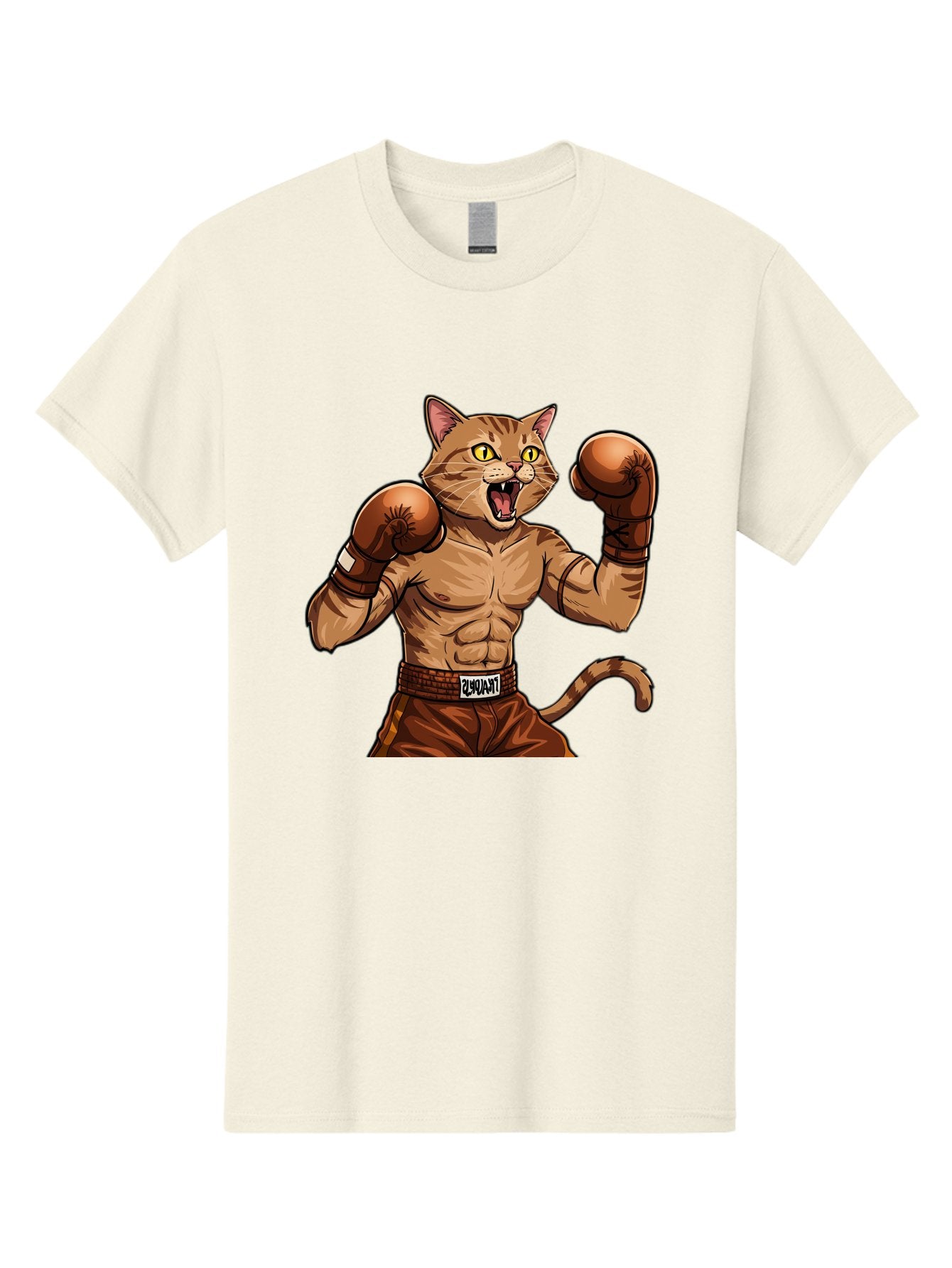 Itnumba Men'S Graphic Tee, 100% Cotton, Comfortable Casual Summer Wear, Machine Washable, Boxing Cat, Cartoon Character, Muscular Feline, Boxing Gloves, Fitness Motivation, Fun Illustration, Tabby Cat, Humorous Design, Anthropomorphic Cat Bae472 10