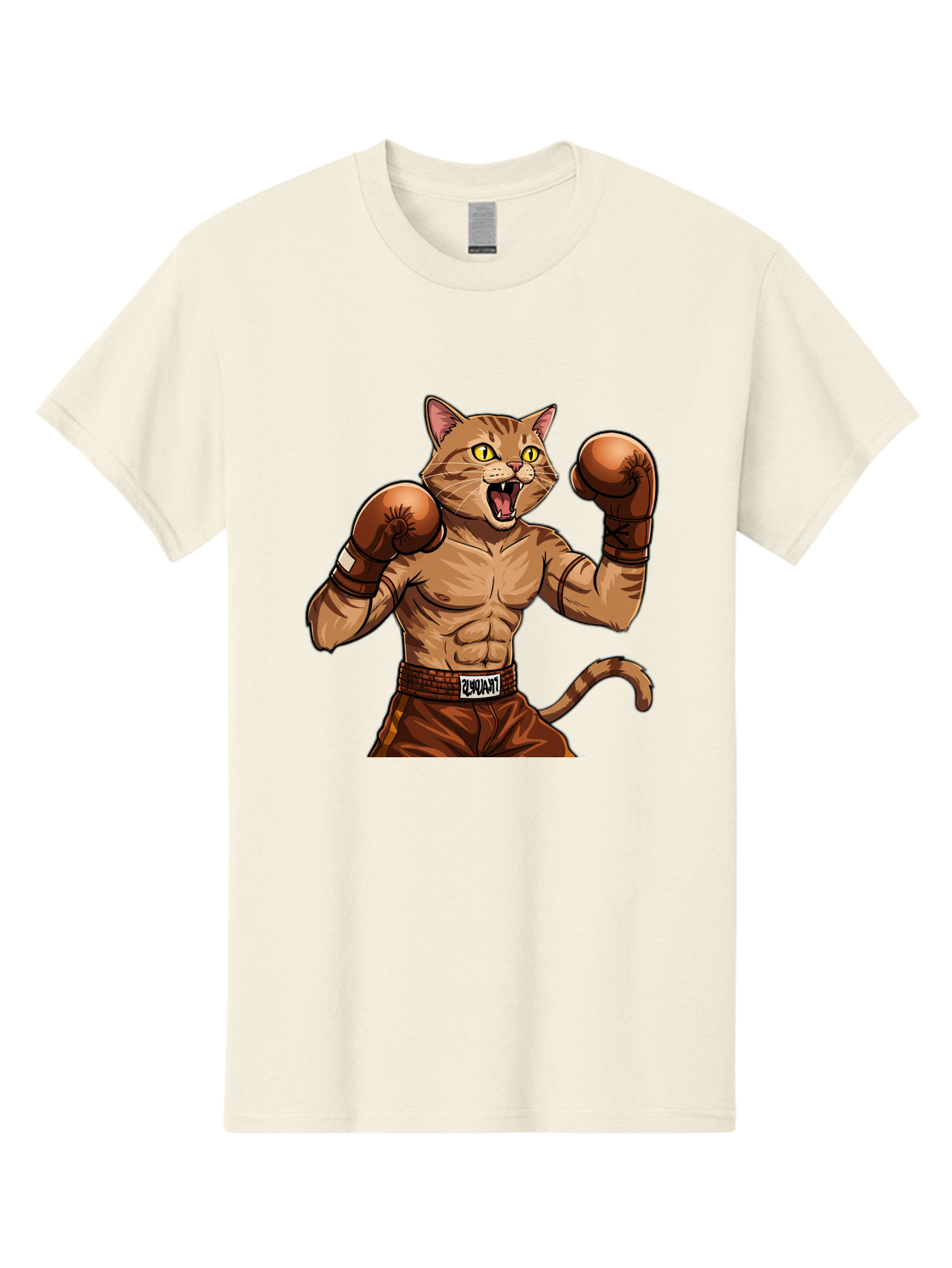 Itnumba Men'S Graphic Tee, 100% Cotton, Comfortable Casual Summer Wear, Machine Washable, Boxing Cat, Cartoon Character, Muscular Feline, Boxing Gloves, Fitness Motivation, Fun Illustration, Tabby Cat, Humorous Design, Anthropomorphic Cat Bae472 14