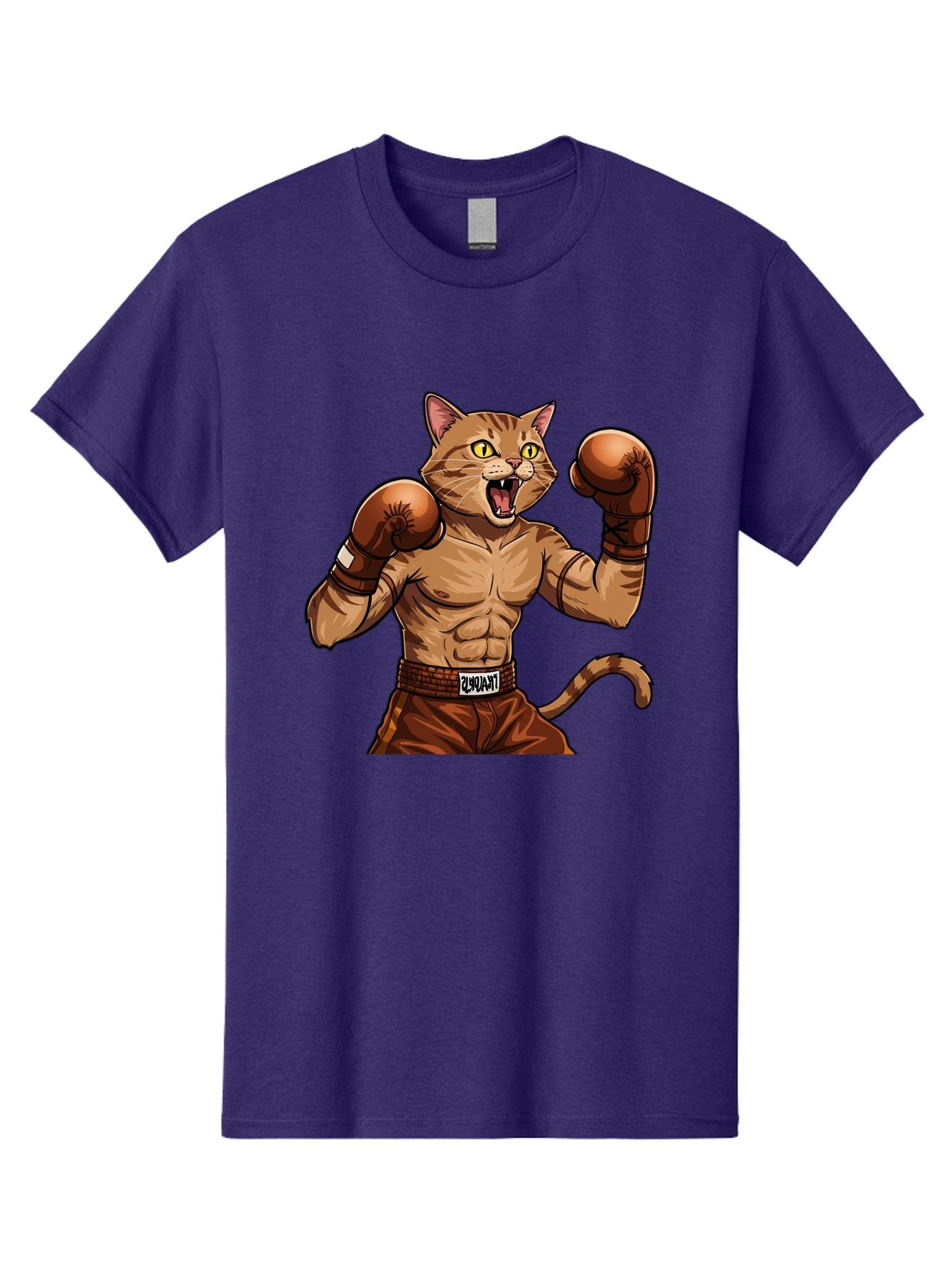 Itnumba Men'S Graphic Tee, 100% Cotton, Comfortable Casual Summer Wear, Machine Washable, Boxing Cat, Cartoon Character, Muscular Feline, Boxing Gloves, Fitness Motivation, Fun Illustration, Tabby Cat, Humorous Design, Anthropomorphic Cat Bae472 11