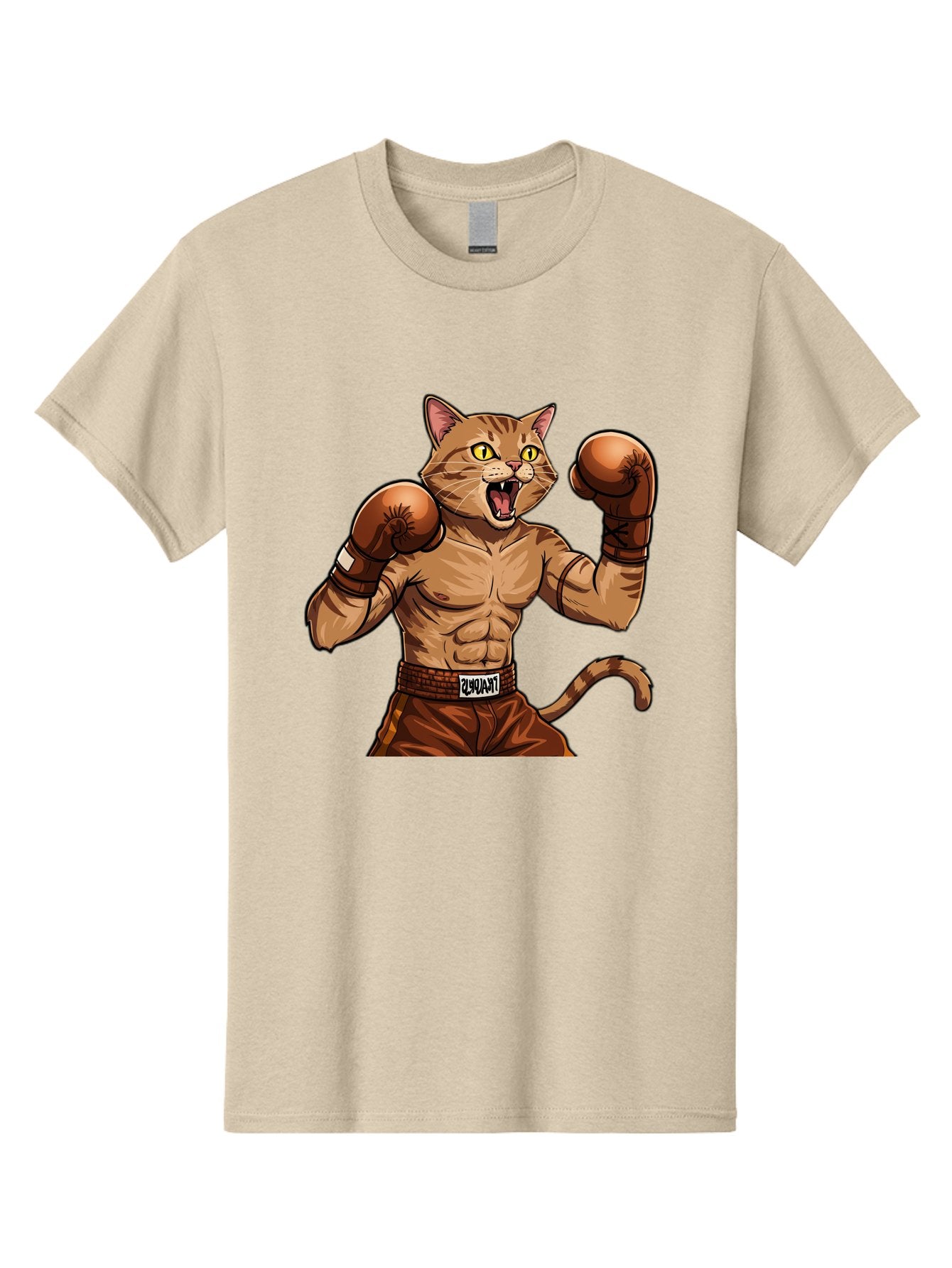 Itnumba Men'S Graphic Tee, 100% Cotton, Comfortable Casual Summer Wear, Machine Washable, Boxing Cat, Cartoon Character, Muscular Feline, Boxing Gloves, Fitness Motivation, Fun Illustration, Tabby Cat, Humorous Design, Anthropomorphic Cat Bae472 12