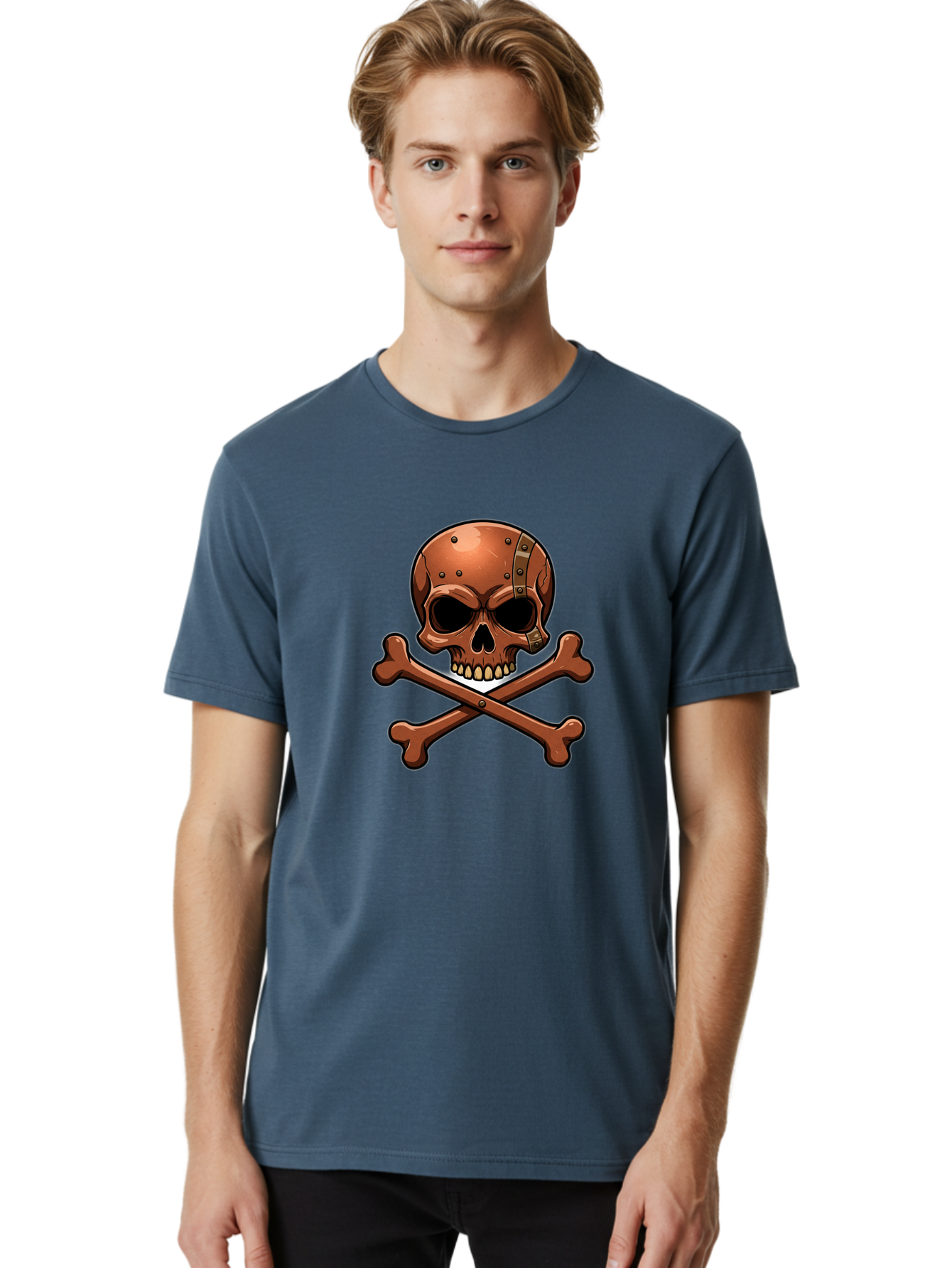 Jolly-Roger-Skull-And-Bones Men'S Graphic Tee, 100% Cotton, Comfortable Casual Summer Wear, Machine Washable, Skull And Crossbones, Pirate Symbol, Jolly Roger, Danger Sign, Warning Symbol, Pirate Flag, Crossbones Symbol, Skull Icon Bae474 30