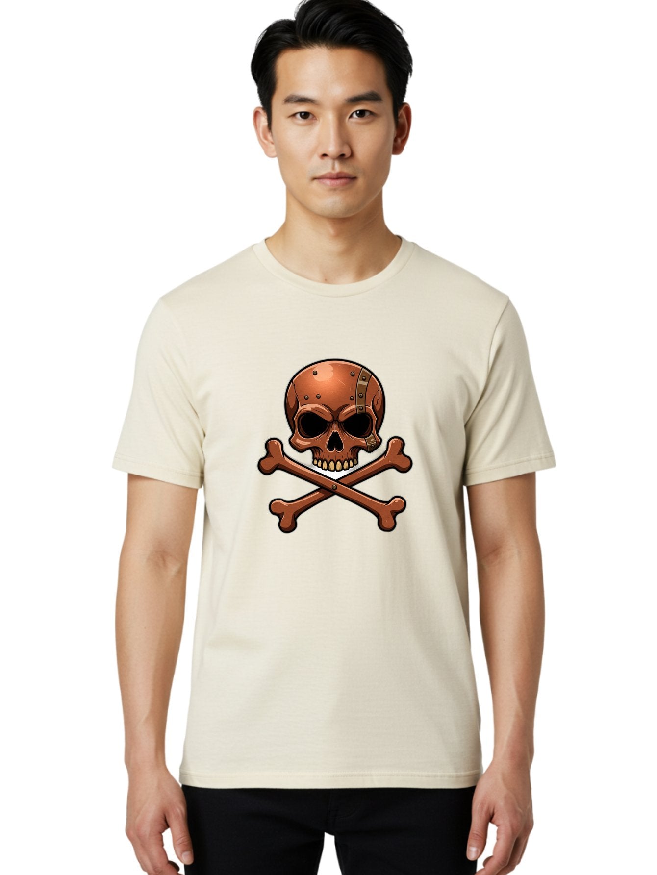 Jolly-Roger-Skull-And-Bones Men'S Graphic Tee, 100% Cotton, Comfortable Casual Summer Wear, Machine Washable, Skull And Crossbones, Pirate Symbol, Jolly Roger, Danger Sign, Warning Symbol, Pirate Flag, Crossbones Symbol, Skull Icon Bae474 25