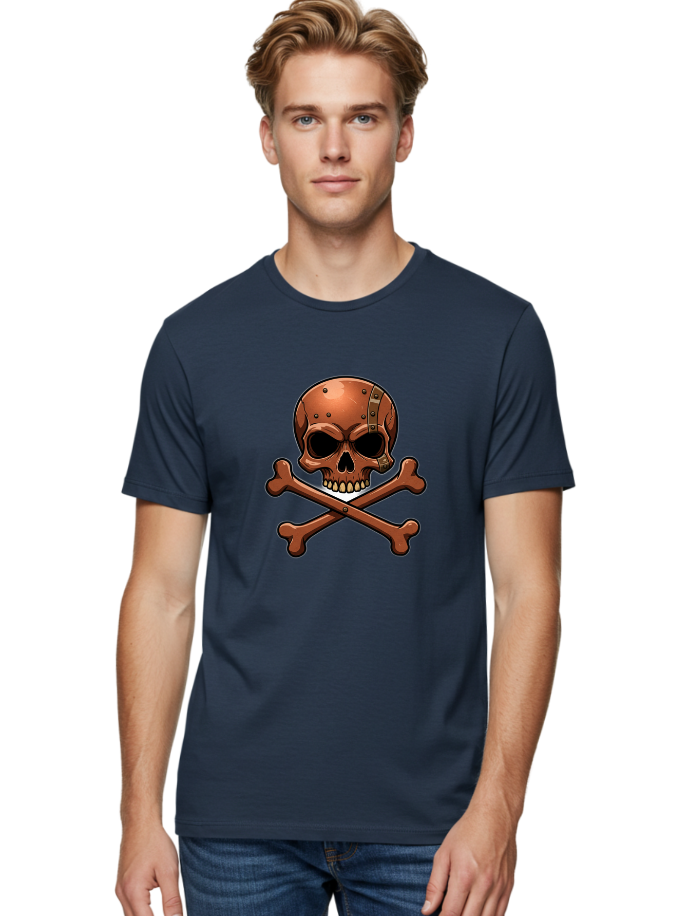 Jolly-Roger-Skull-And-Bones Men'S Graphic Tee, 100% Cotton, Comfortable Casual Summer Wear, Machine Washable, Skull And Crossbones, Pirate Symbol, Jolly Roger, Danger Sign, Warning Symbol, Pirate Flag, Crossbones Symbol, Skull Icon Bae474 27