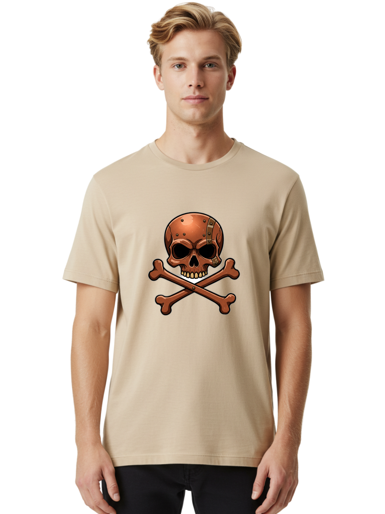 Jolly-Roger-Skull-And-Bones Men'S Graphic Tee, 100% Cotton, Comfortable Casual Summer Wear, Machine Washable, Skull And Crossbones, Pirate Symbol, Jolly Roger, Danger Sign, Warning Symbol, Pirate Flag, Crossbones Symbol, Skull Icon Bae474 24