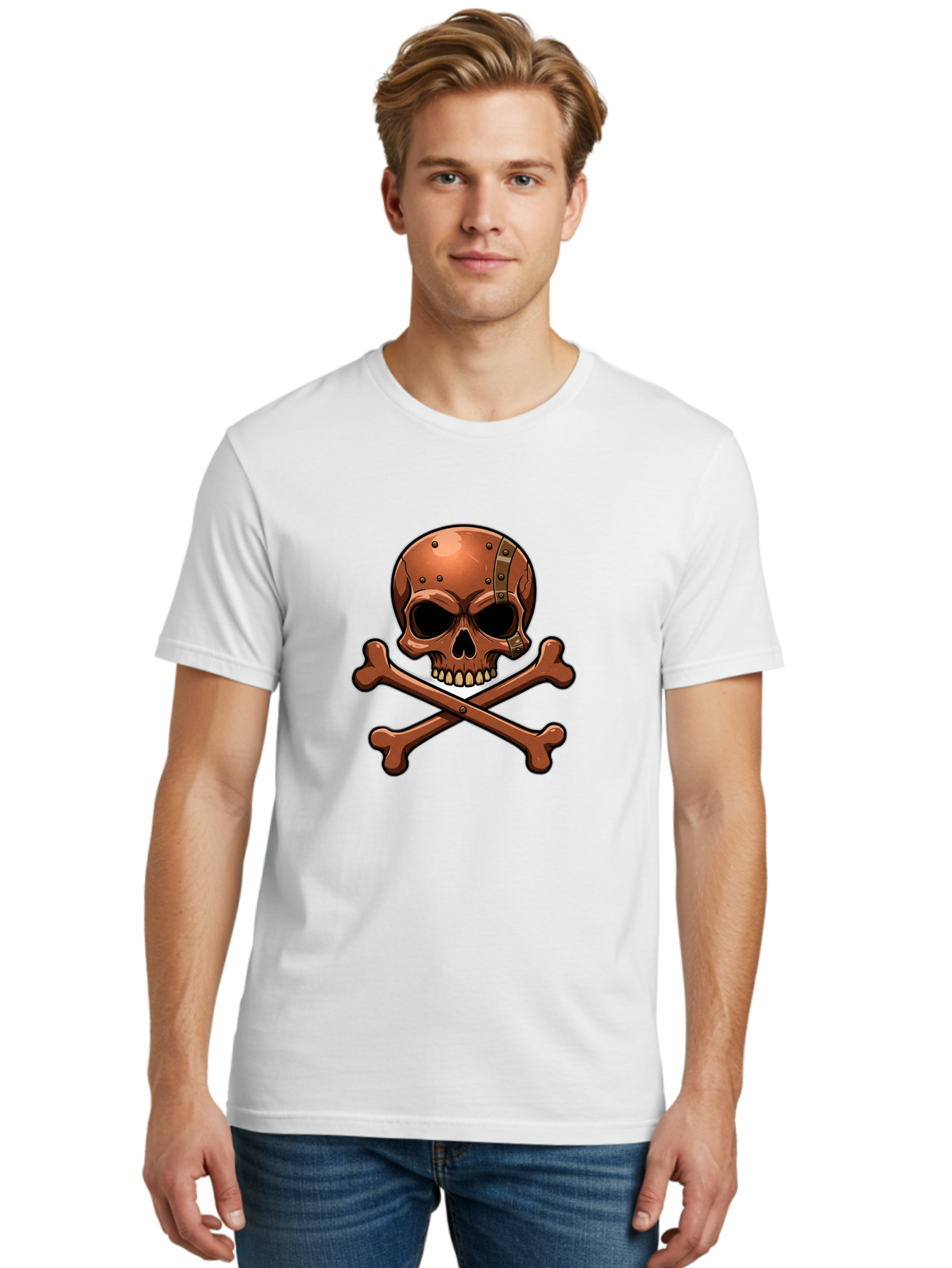 Jolly-Roger-Skull-And-Bones Men'S Graphic Tee, 100% Cotton, Comfortable Casual Summer Wear, Machine Washable, Skull And Crossbones, Pirate Symbol, Jolly Roger, Danger Sign, Warning Symbol, Pirate Flag, Crossbones Symbol, Skull Icon Bae474 18