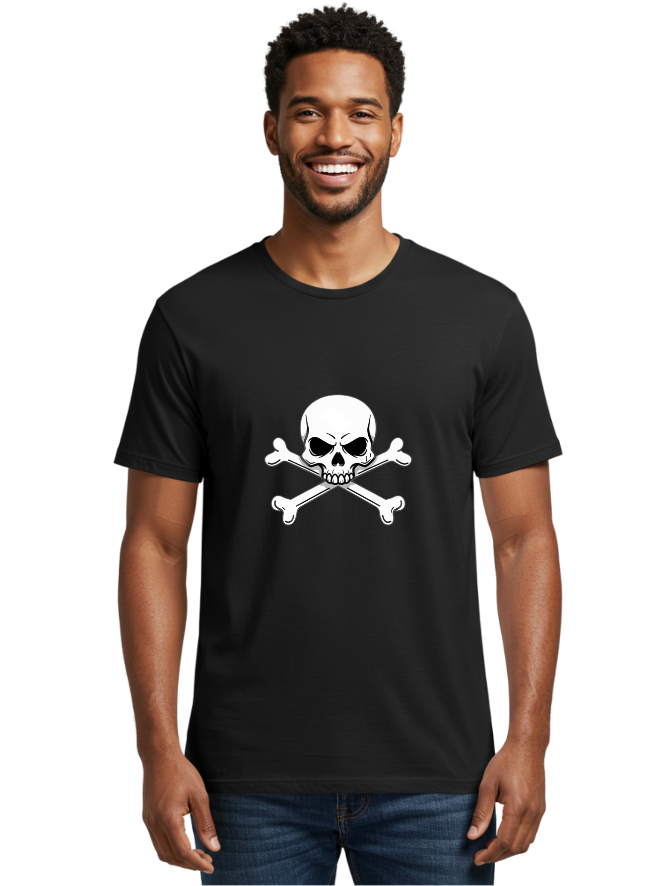 Jolly-Roger-Skull-And-Crossbones Men'S Graphic Tee, 100% Cotton, Comfortable Casual Summer Wear, Machine Washable, Skull And Crossbones, Pirate Symbol, Danger Warning, Jolly Roger Flag, Pirate Flag, Skull Illustration, Pirate Emblem, Bae475 23