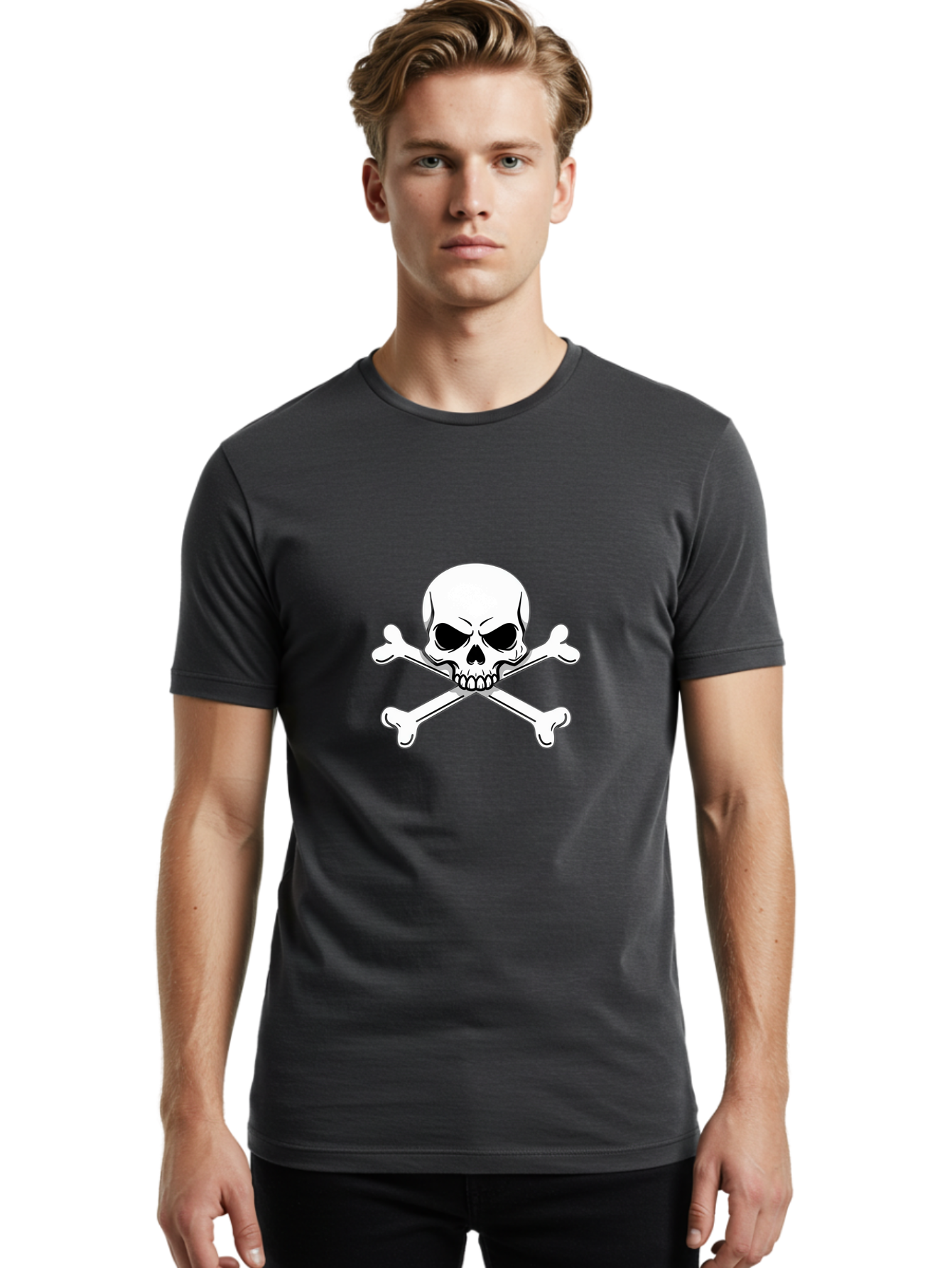 Jolly-Roger-Skull-And-Crossbones Men'S Graphic Tee, 100% Cotton, Comfortable Casual Summer Wear, Machine Washable, Skull And Crossbones, Pirate Symbol, Danger Warning, Jolly Roger Flag, Pirate Flag, Skull Illustration, Pirate Emblem, Bae475 30
