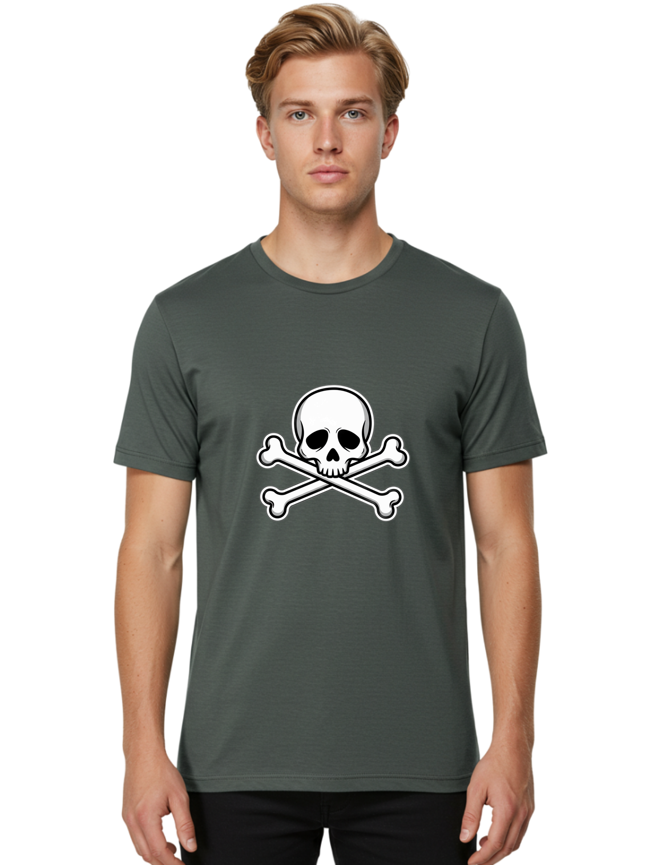 Jolly-Roger-Skull Men'S Graphic Tee, 100% Cotton, Comfortable Casual Summer Wear, Machine Washable, Skull And Crossbones, Pirate Symbol, Danger Sign, Warning Sign, Pirate Flag, Danger Alert, Caution Symbol Bae476 19