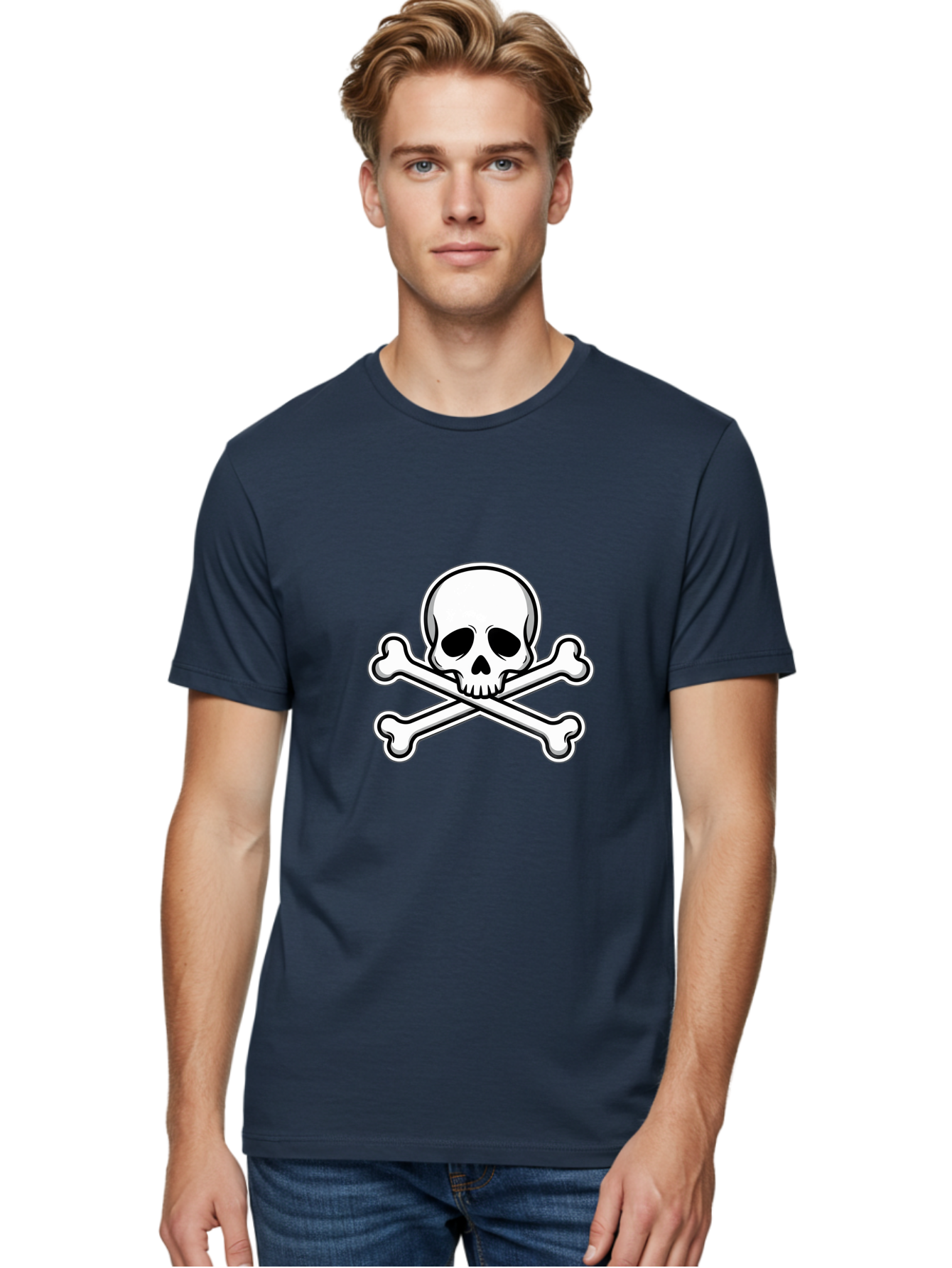 Jolly-Roger-Skull Men'S Graphic Tee, 100% Cotton, Comfortable Casual Summer Wear, Machine Washable, Skull And Crossbones, Pirate Symbol, Danger Sign, Warning Sign, Pirate Flag, Danger Alert, Caution Symbol Bae476 30