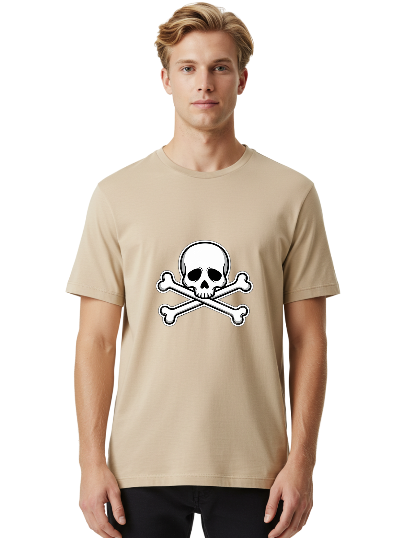 Jolly-Roger-Skull Men'S Graphic Tee, 100% Cotton, Comfortable Casual Summer Wear, Machine Washable, Skull And Crossbones, Pirate Symbol, Danger Sign, Warning Sign, Pirate Flag, Danger Alert, Caution Symbol Bae476 27