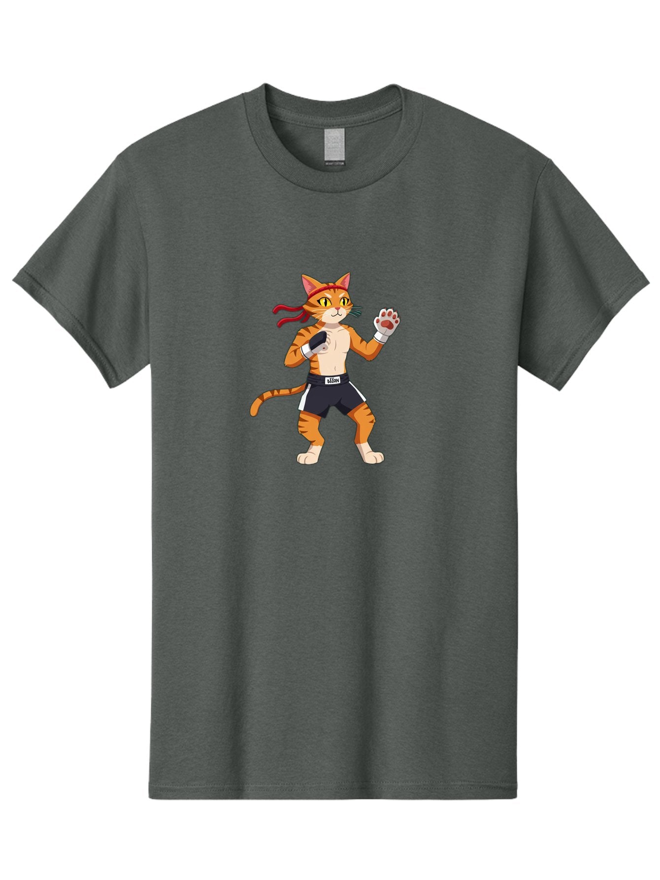 Katom Men'S Graphic Tee, 100% Cotton, Comfortable Casual Summer Wear, Machine Washable, Cartoon Cat Boxer, Orange Striped Cat, Boxing Gloves, Boxing Shorts, Martial Arts, Fighting Cat, Cartoon Character, Funny Animal, Boxing Pose, Bae477 11