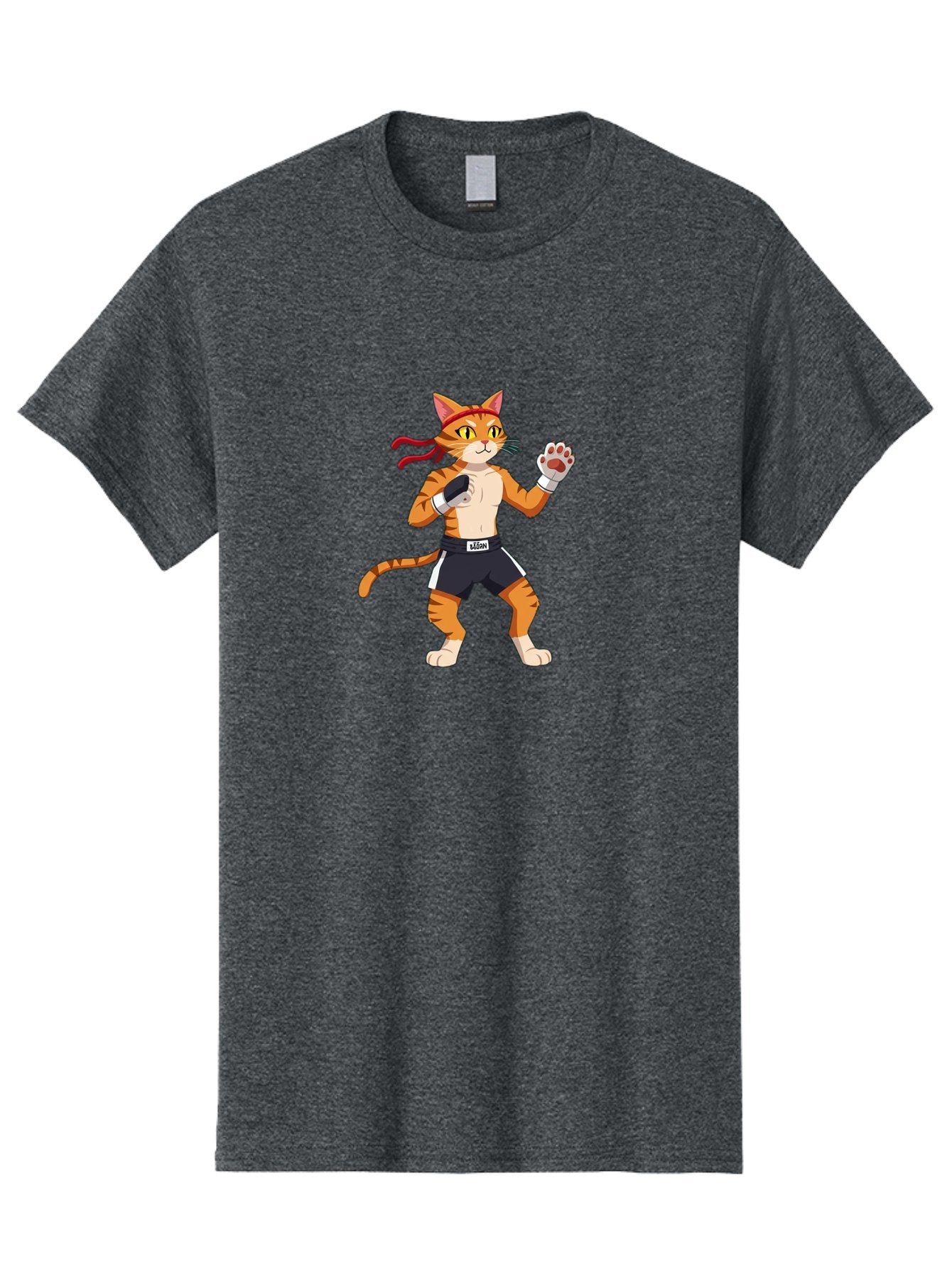 Katom Men'S Graphic Tee, 100% Cotton, Comfortable Casual Summer Wear, Machine Washable, Cartoon Cat Boxer, Orange Striped Cat, Boxing Gloves, Boxing Shorts, Martial Arts, Fighting Cat, Cartoon Character, Funny Animal, Boxing Pose, Bae477 10