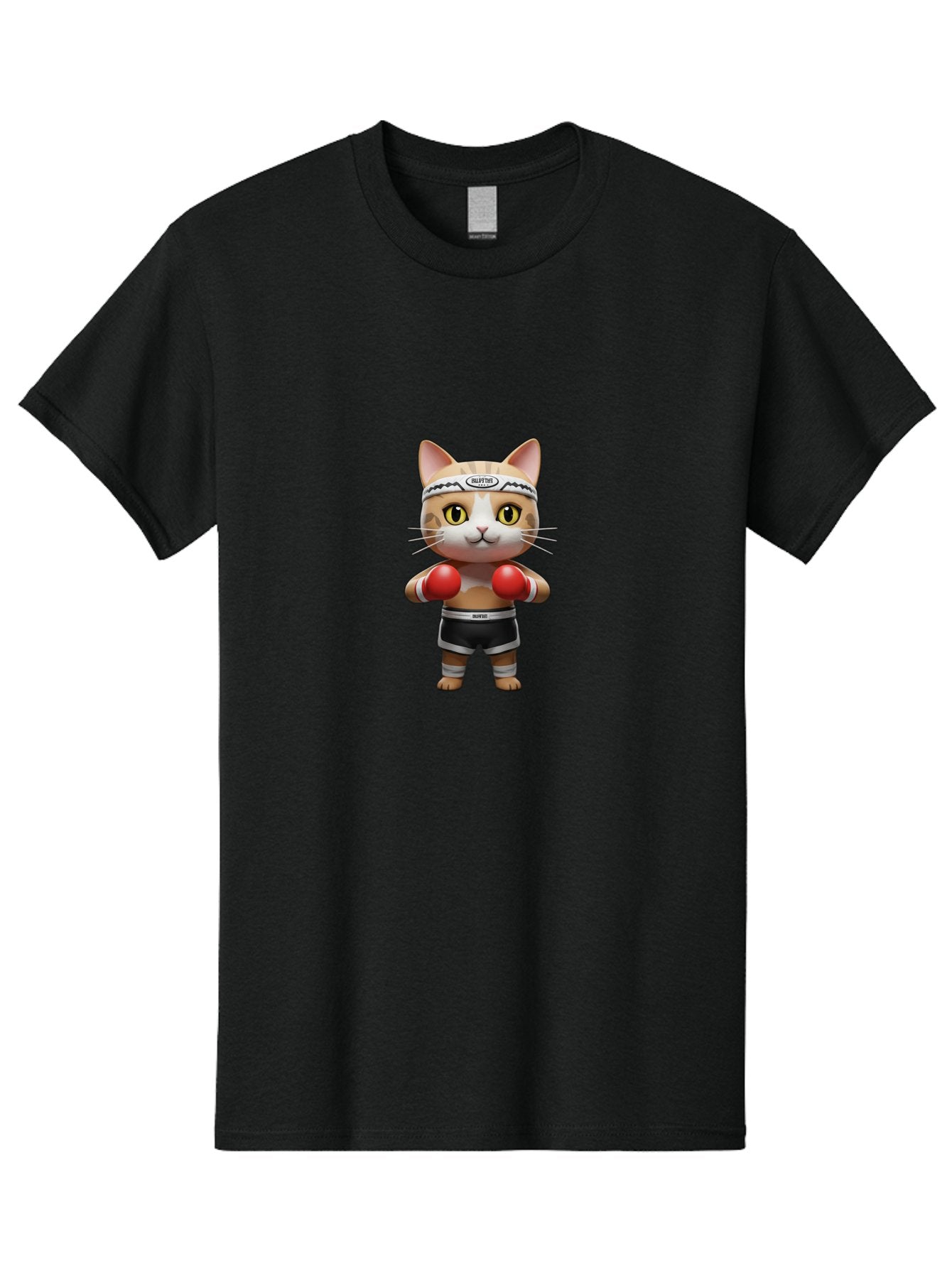 Kitten-Muay-Thai Men'S Graphic Tee, 100% Cotton, Comfortable Casual Summer Wear, Machine Washable, Cartoon Cat, Boxing Gloves, Muay Thai, Kitten Muay, Martial Arts, Fighting Cat, Animal Athlete, Cute Fighter Bae479 3