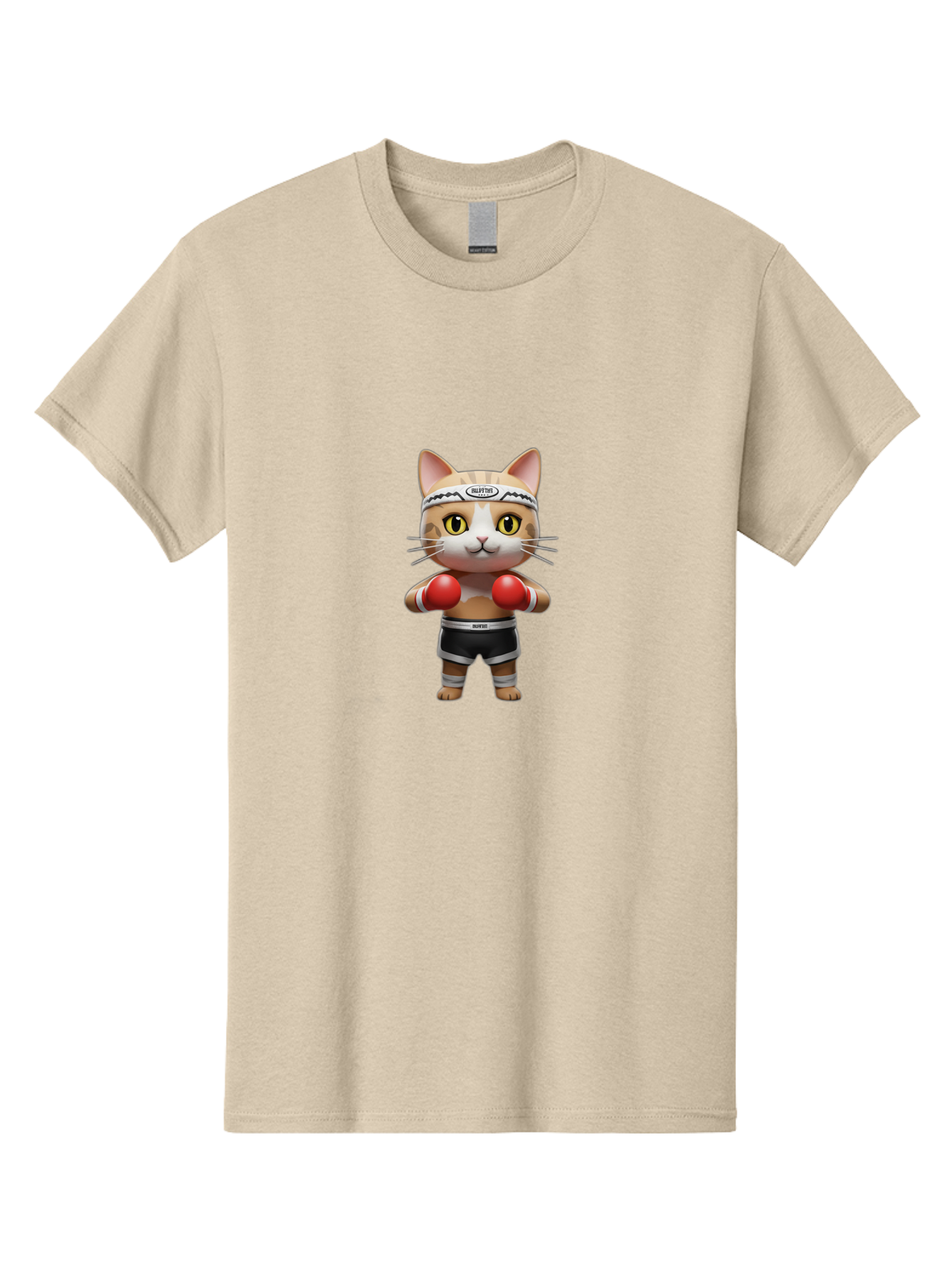 Kitten-Muay-Thai Men'S Graphic Tee, 100% Cotton, Comfortable Casual Summer Wear, Machine Washable, Cartoon Cat, Boxing Gloves, Muay Thai, Kitten Muay, Martial Arts, Fighting Cat, Animal Athlete, Cute Fighter Bae479 10