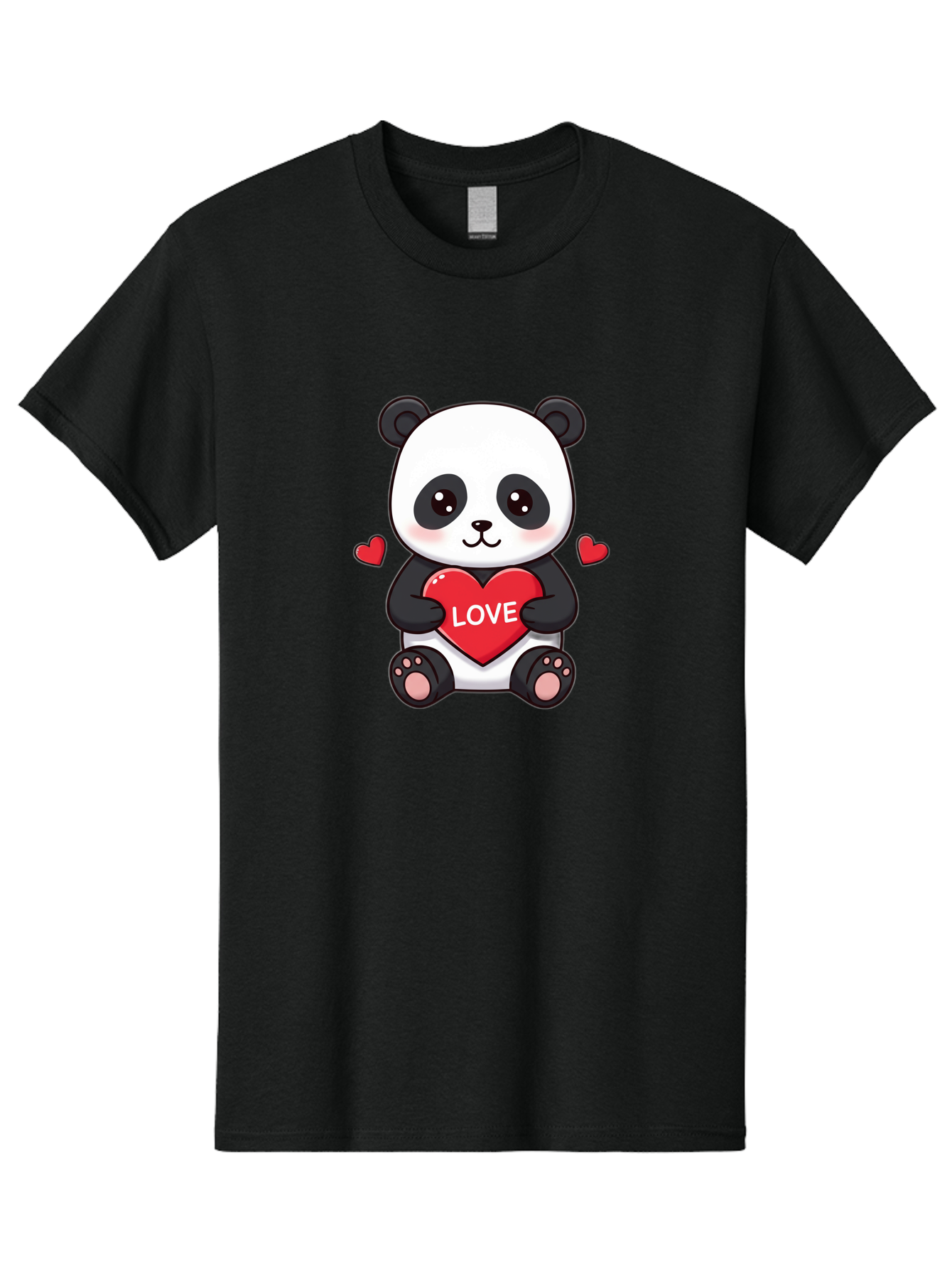 Love-Panda Men'S Graphic Tee, 100% Cotton, Comfortable Casual Summer Wear, Machine Washable, Cute Panda Bear, Love Heart, Red Heart With Love, Adorable Cartoon Character, Kawaii Illustration, Heartwarming Scene, Panda Love Bae486 9