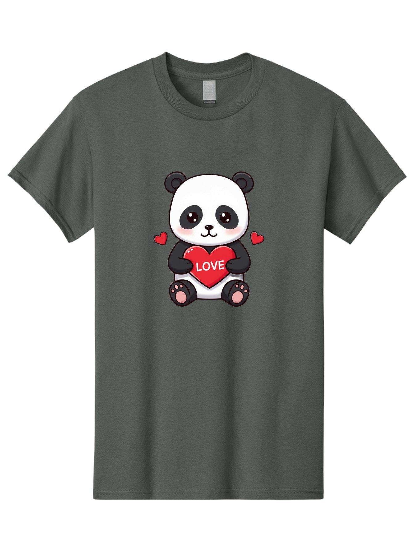 Love-Panda Men'S Graphic Tee, 100% Cotton, Comfortable Casual Summer Wear, Machine Washable, Cute Panda Bear, Love Heart, Red Heart With Love, Adorable Cartoon Character, Kawaii Illustration, Heartwarming Scene, Panda Love Bae486 10